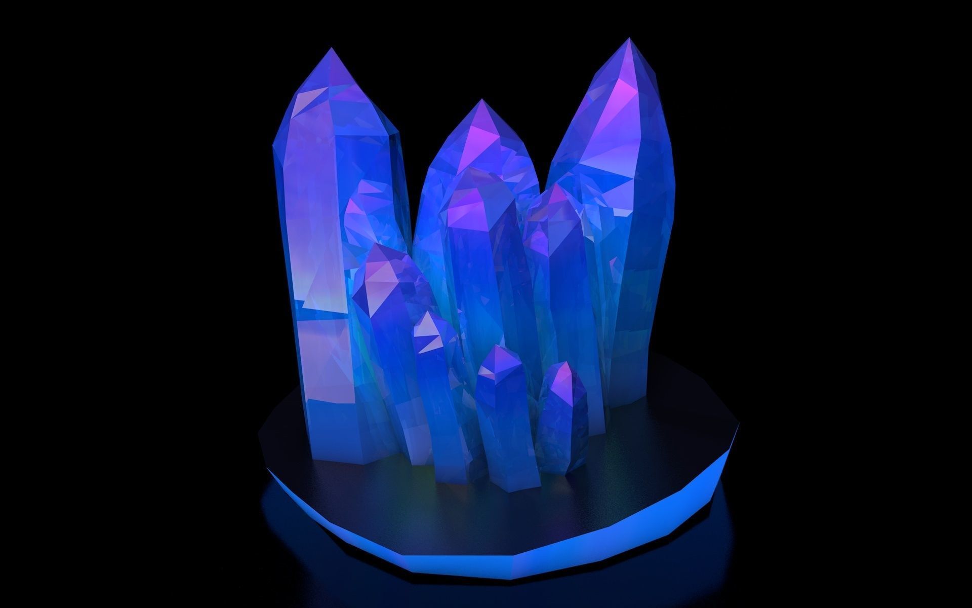 Crystals Minerals Low-poly 3D model_3