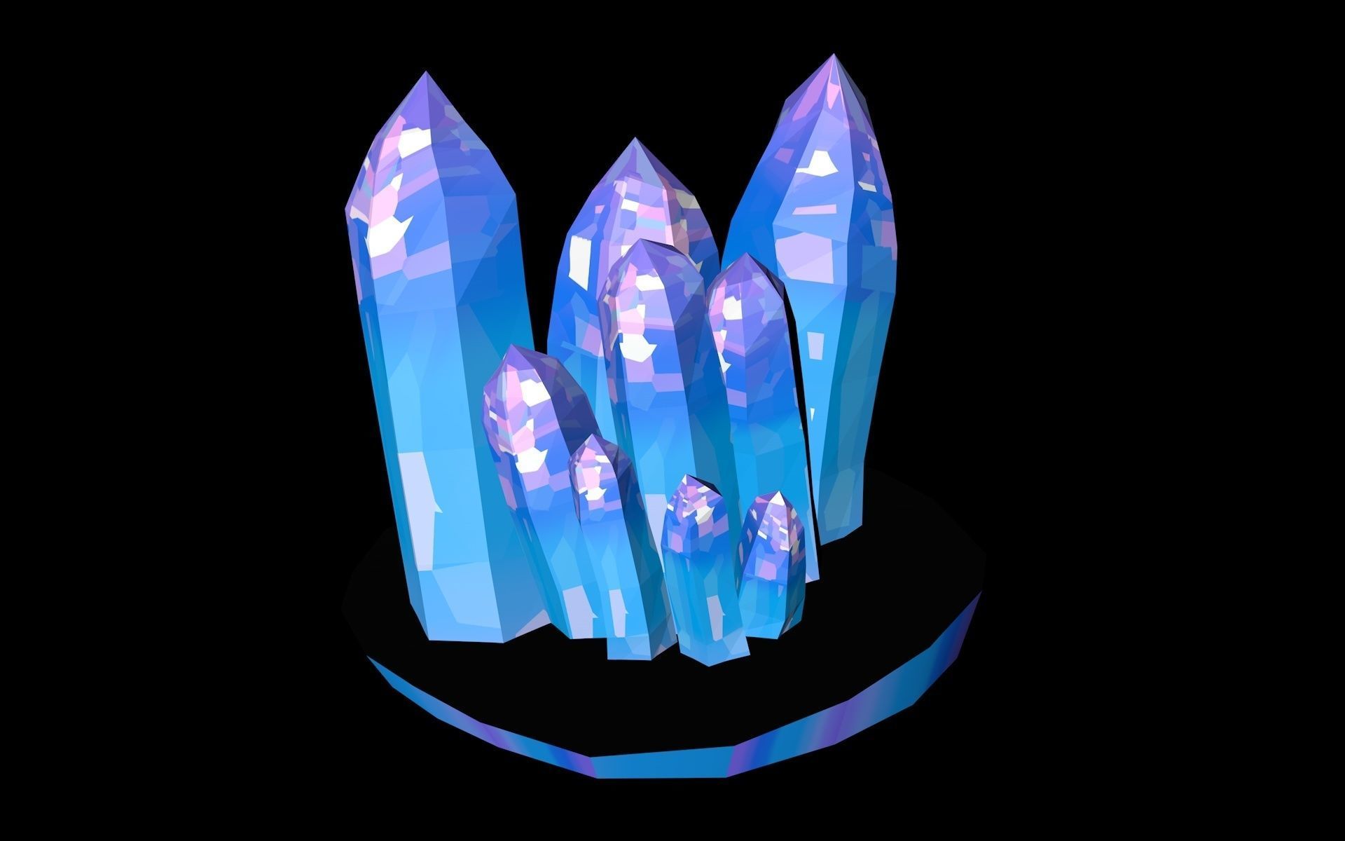 Crystals Minerals Low-poly 3D model_10