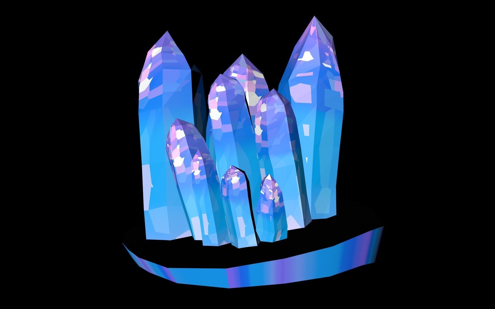 Crystals Minerals Low-poly 3D model_9