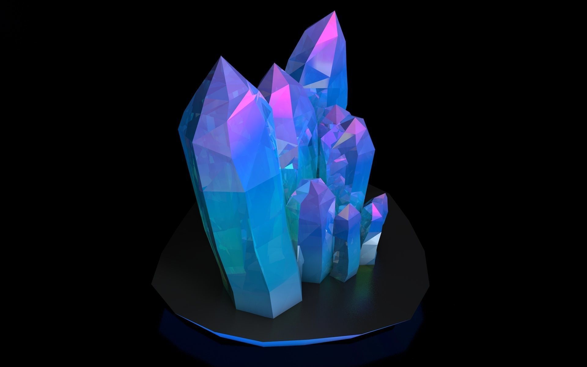 Crystals Minerals Low-poly 3D model_6
