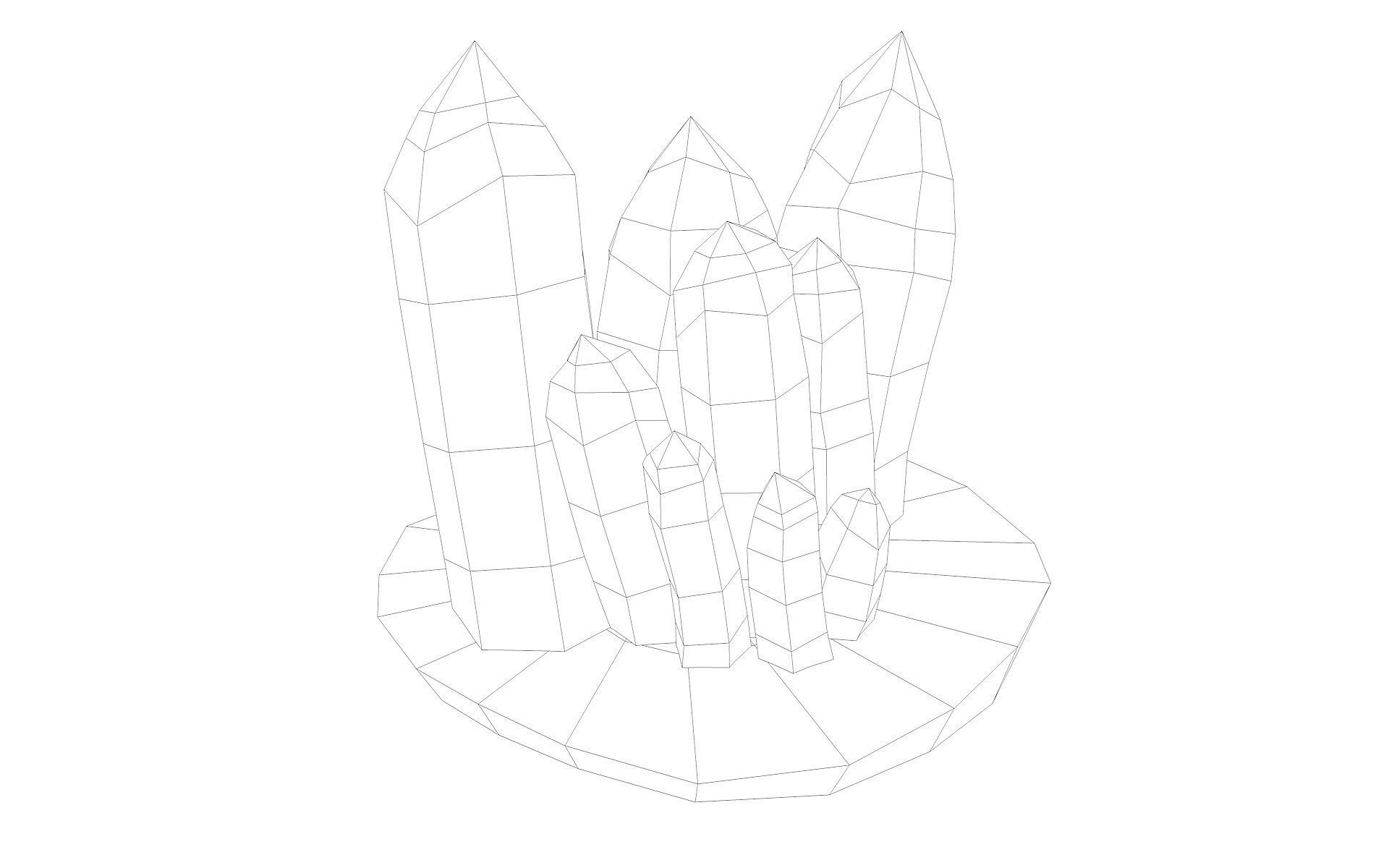 Crystals Minerals Low-poly 3D model_11