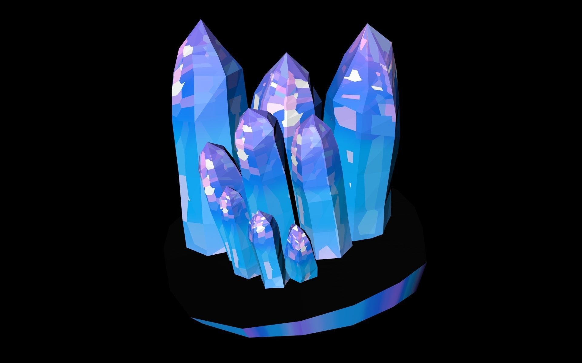 Crystals Minerals Low-poly 3D model_8