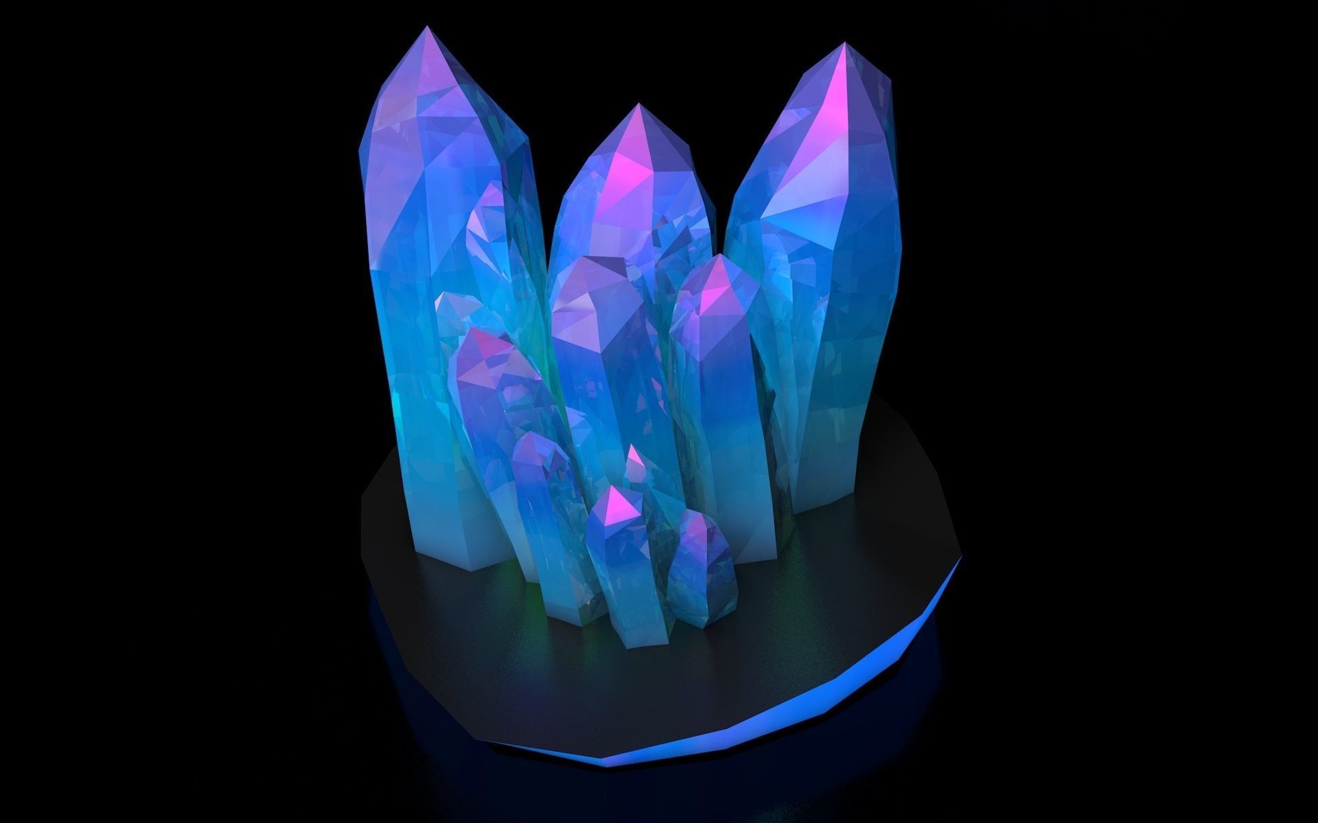 Crystals Minerals Low-poly 3D model_5
