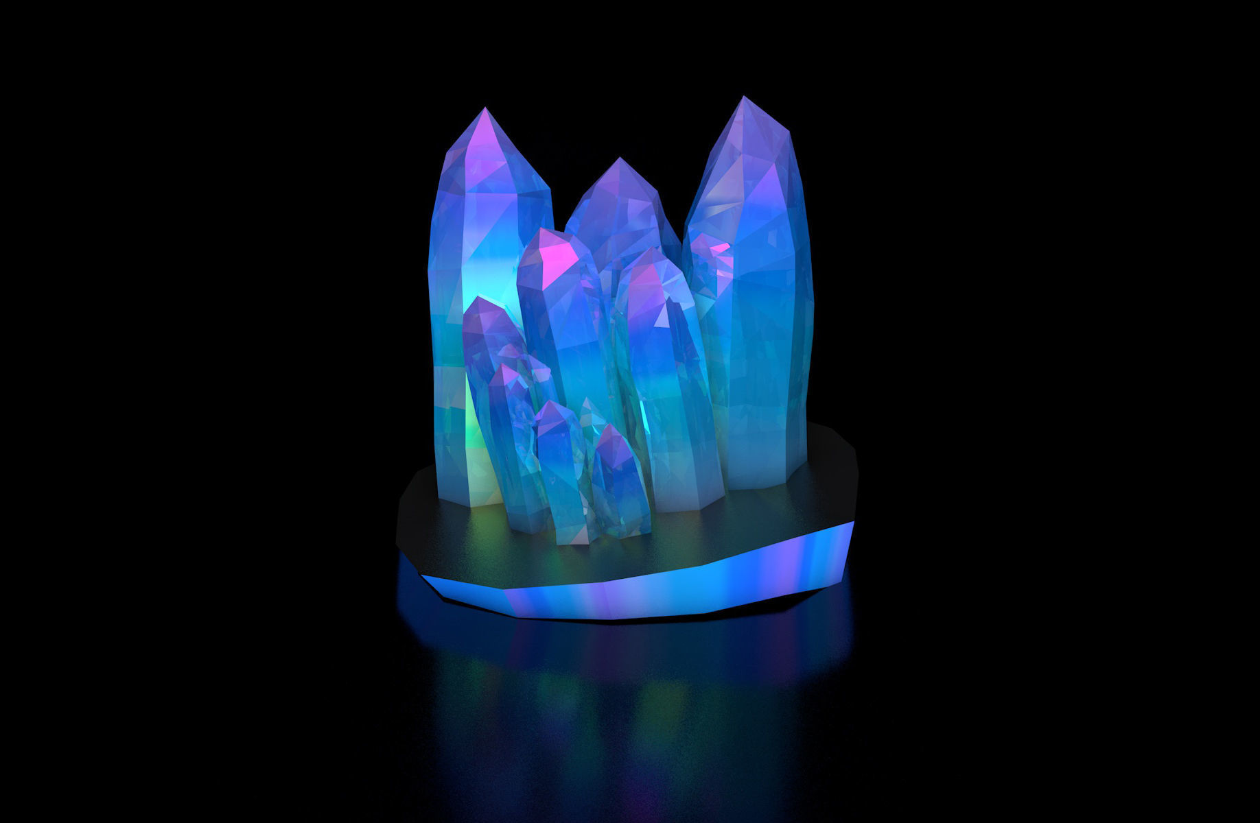 Crystals Minerals Low-poly 3D model_2