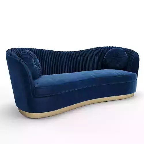 Glam Royal Blue Velvet Fabric Upholstered Sofa