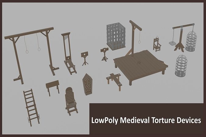 Lowpoly Medieval Torture Devices Low-poly 3D model