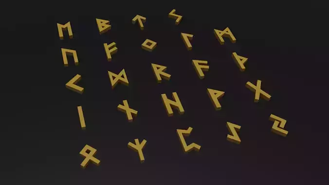 Lowpoly Runes - Elder Futhar Symbols Free low-poly 3D model