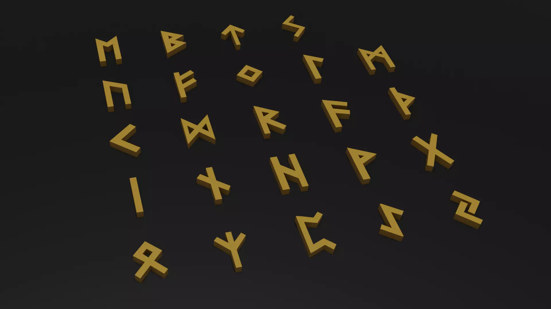 Lowpoly Runes - Elder Futhar Symbols Free low-poly 3D model
