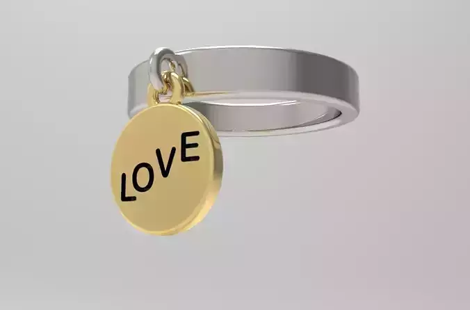 FREE Band Ring With Hanging Charm Free 3D print model