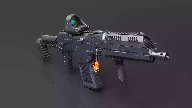 Gun model AK  cyberpunk Low-poly 3D model