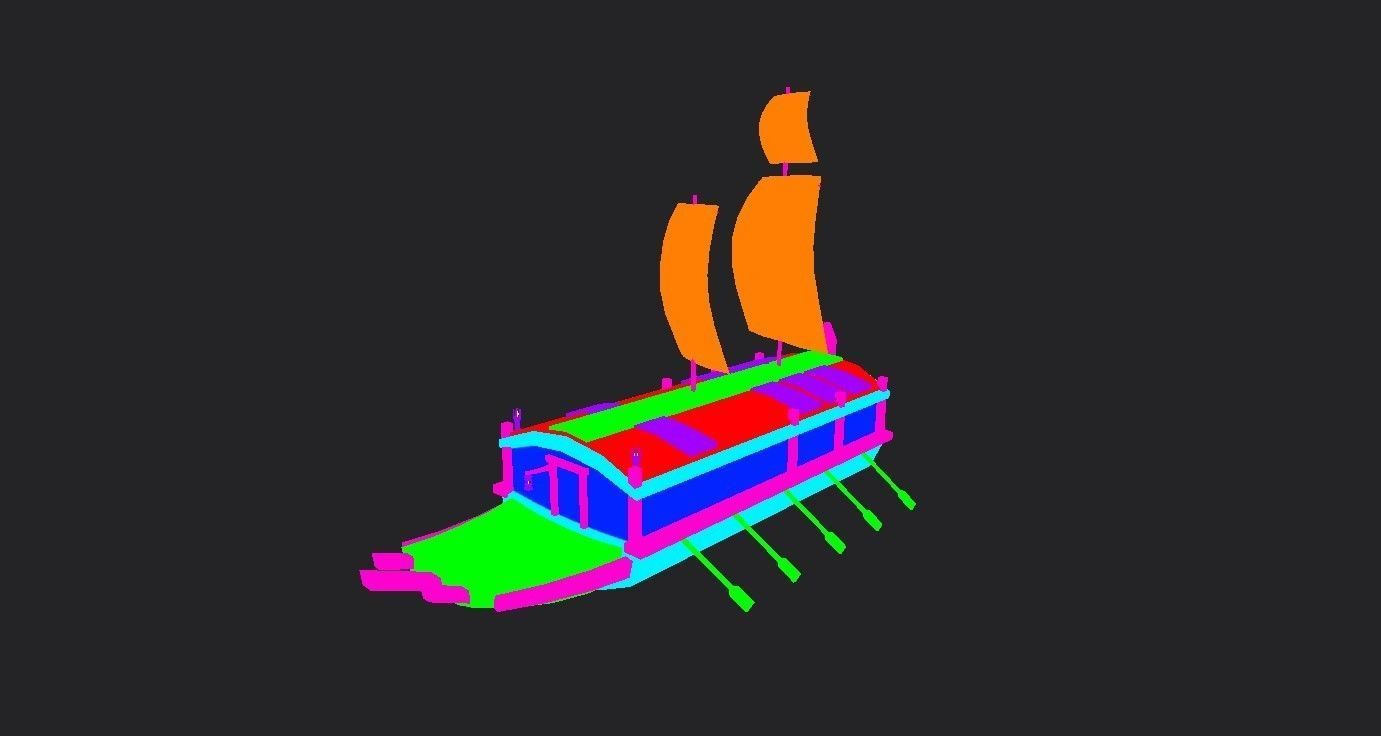 Korean Turtle Ship - Medieval Warship 03 - Snow Low-poly 3D model_13