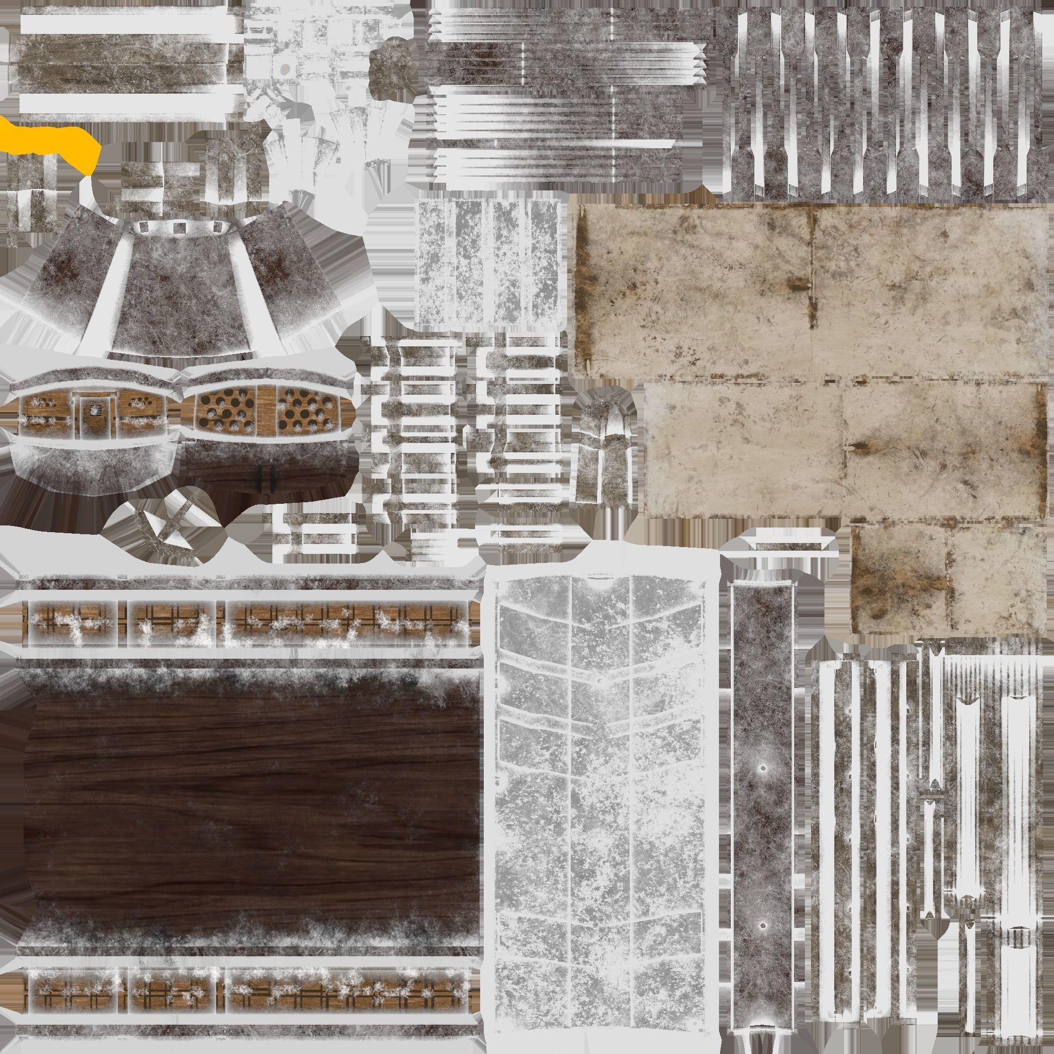 Korean Turtle Ship - Medieval Warship 03 - Snow Low-poly 3D model_14