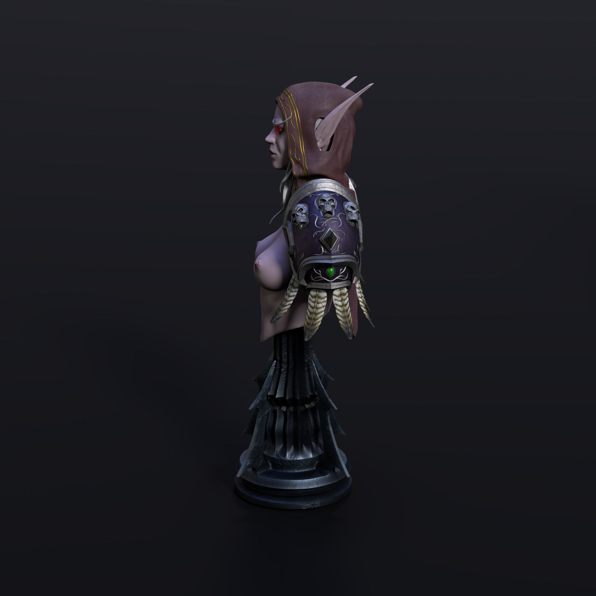 NSFW Sylvanas Windrunner Bust Torso  3D print model_10