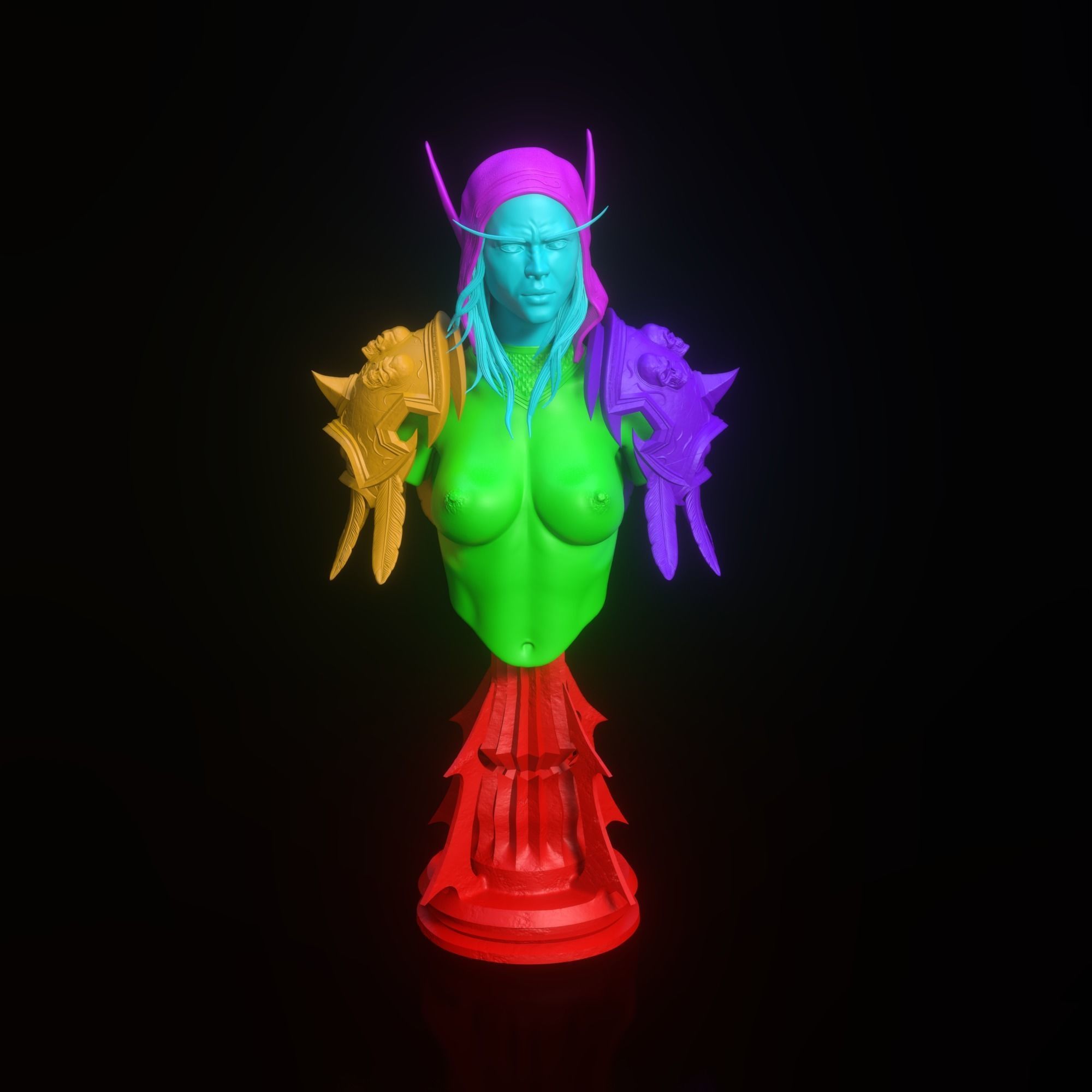 NSFW Sylvanas Windrunner Bust Torso  3D print model_14