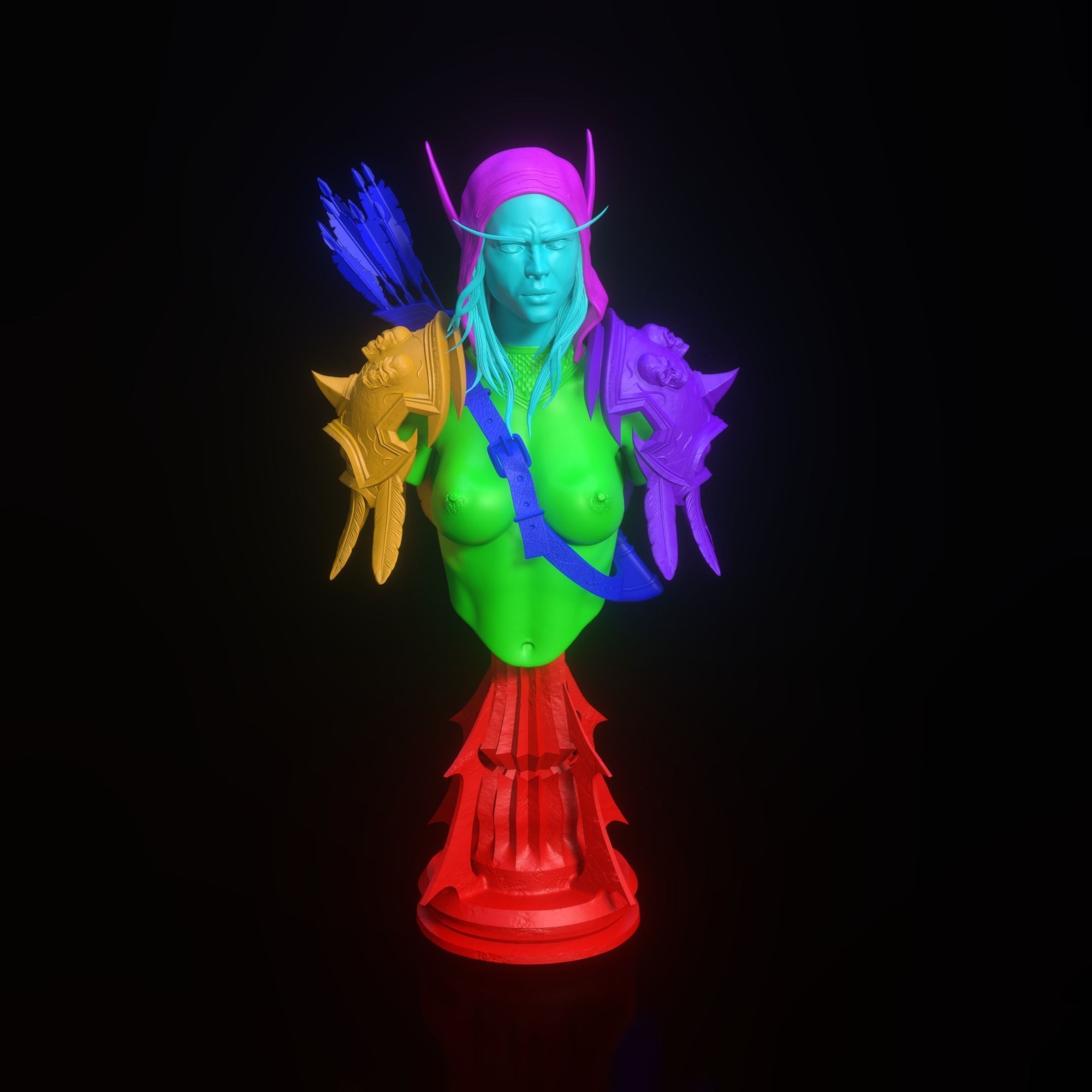 NSFW Sylvanas Windrunner Bust Torso  3D print model_13