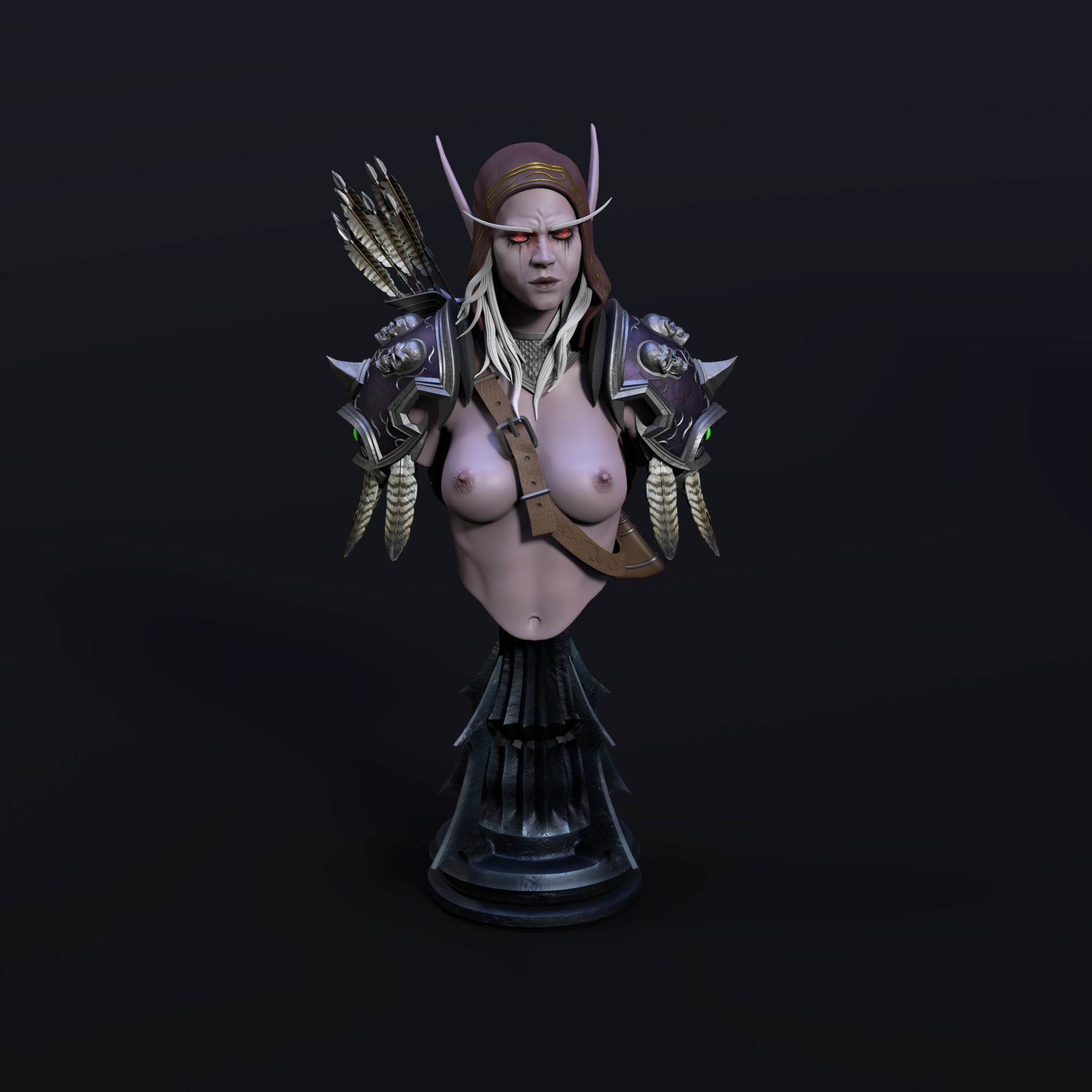 NSFW Sylvanas Windrunner Bust Torso  3D print model_4