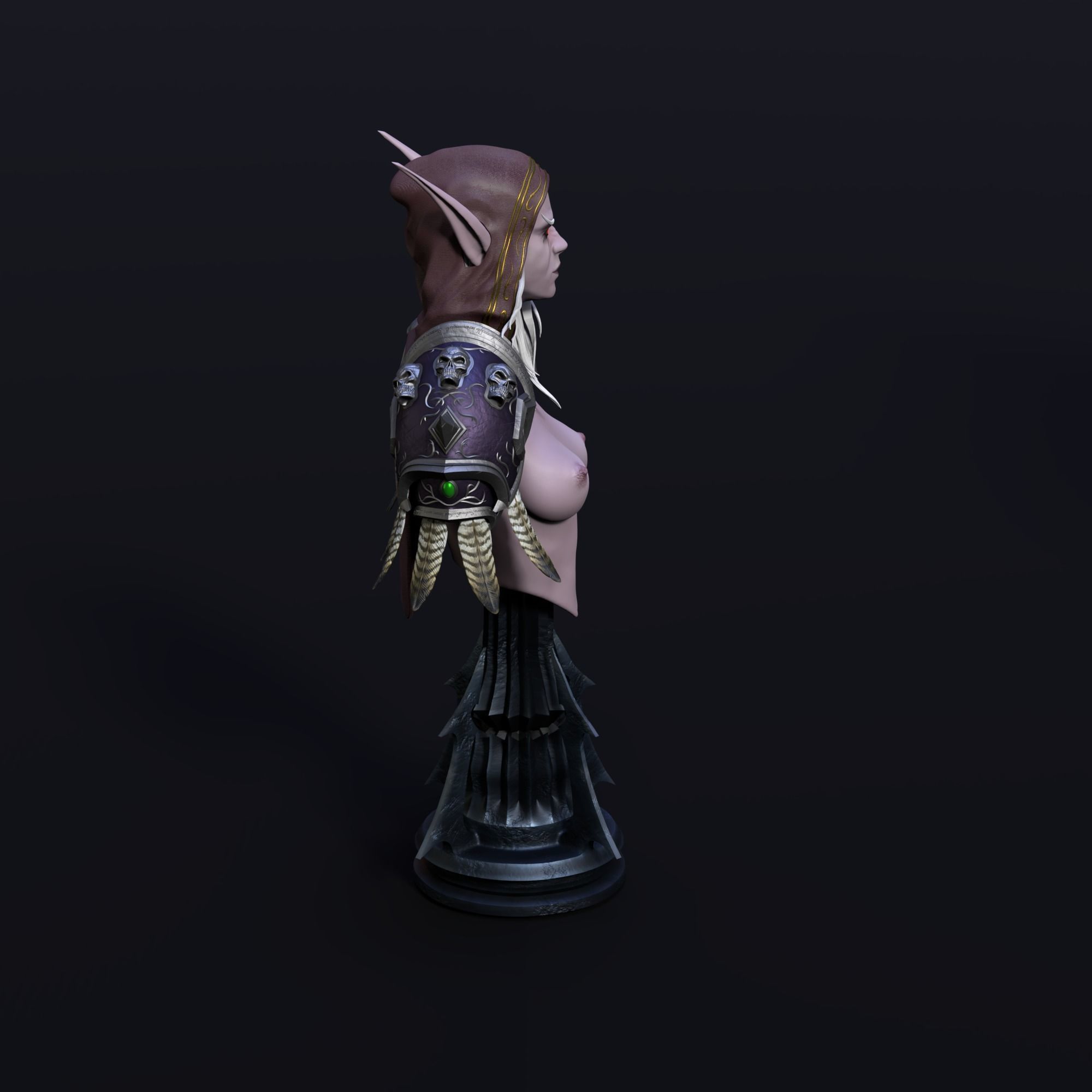 NSFW Sylvanas Windrunner Bust Torso  3D print model_7