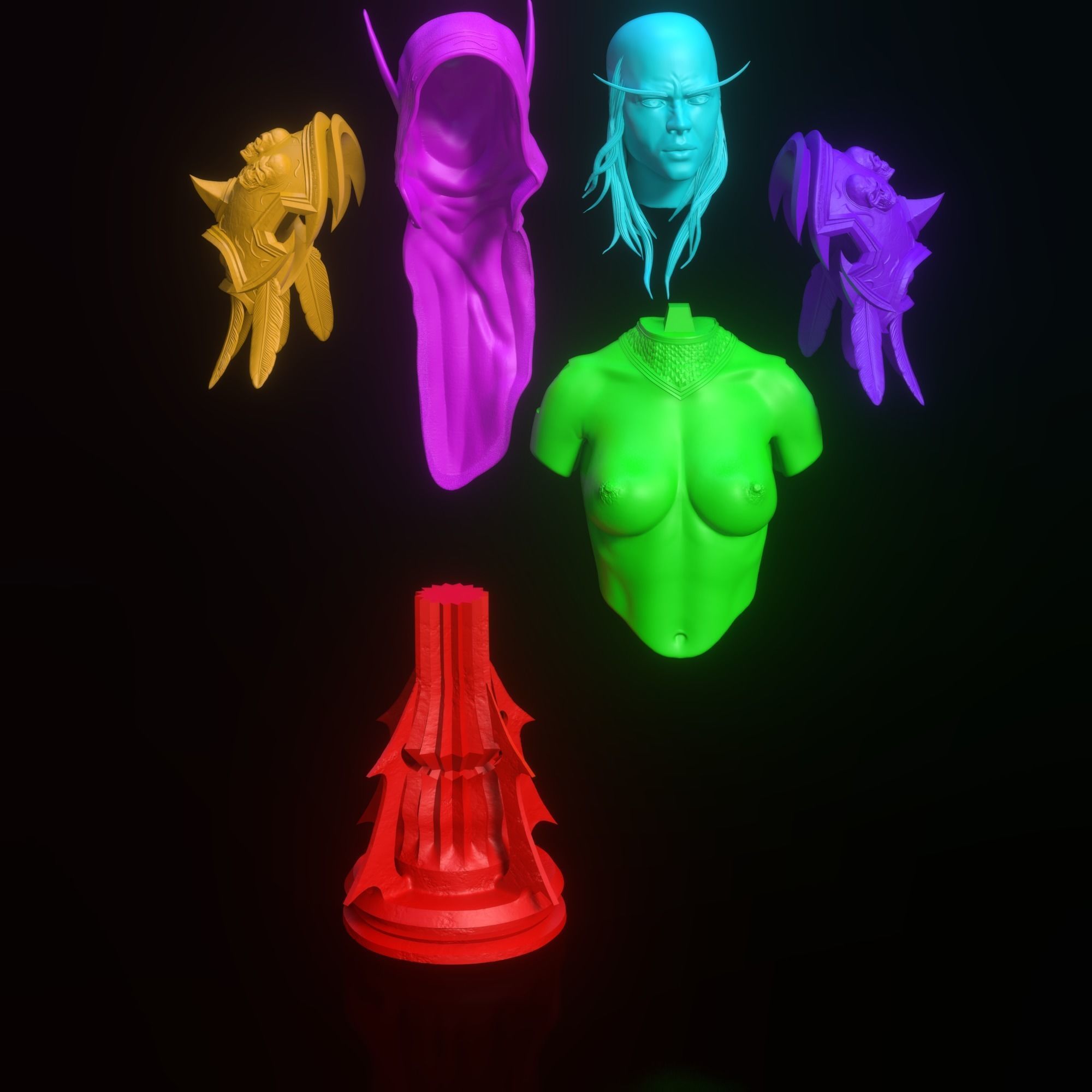 NSFW Sylvanas Windrunner Bust Torso  3D print model_19