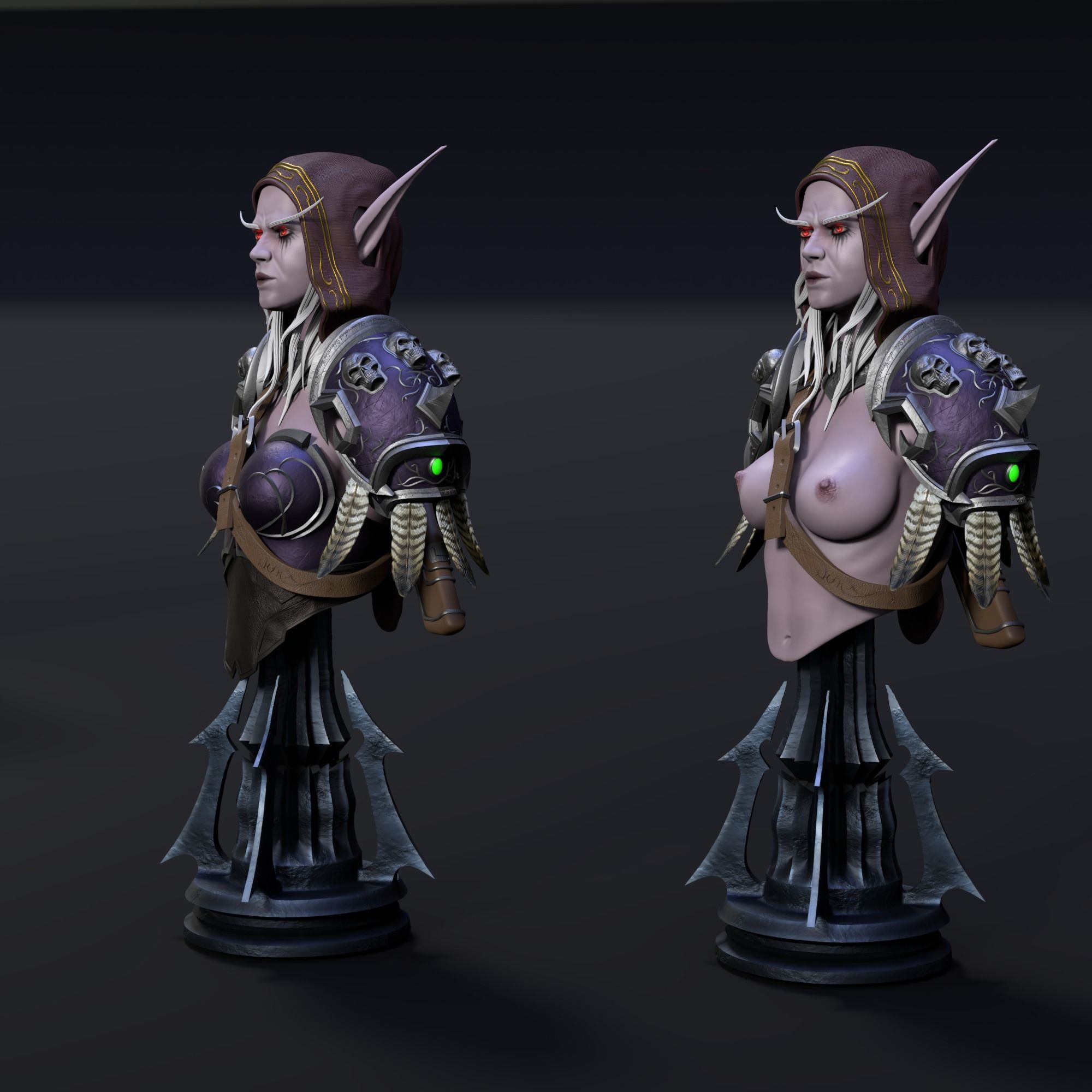 NSFW Sylvanas Windrunner Bust Torso  3D print model_2