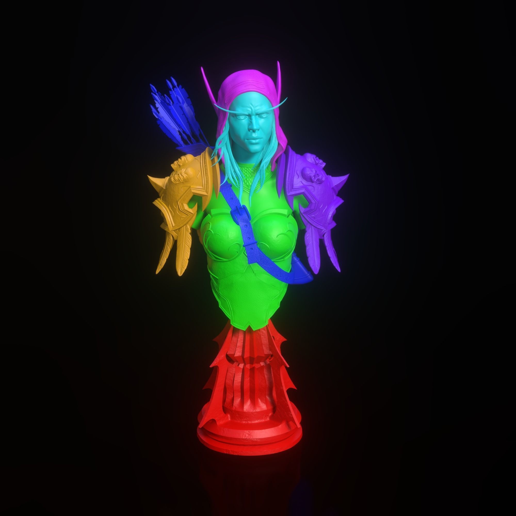 NSFW Sylvanas Windrunner Bust Torso  3D print model_12
