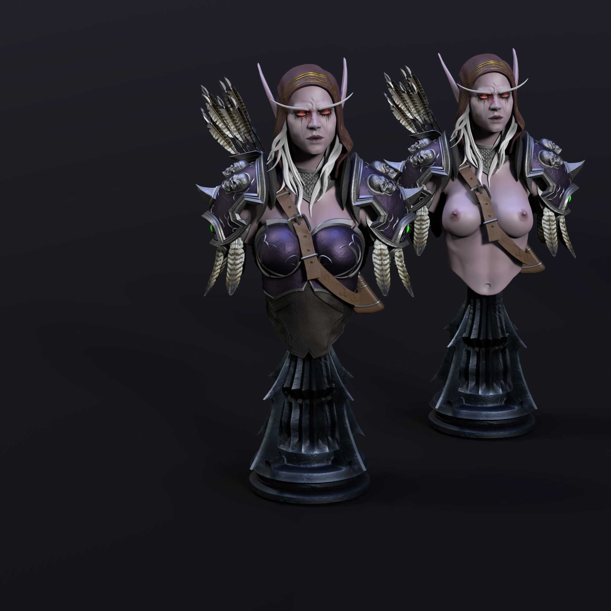 NSFW Sylvanas Windrunner Bust Torso  3D print model_1