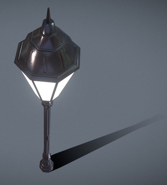 Square Light Pole - Poste de Luz de Praca Low-poly 3D model_4