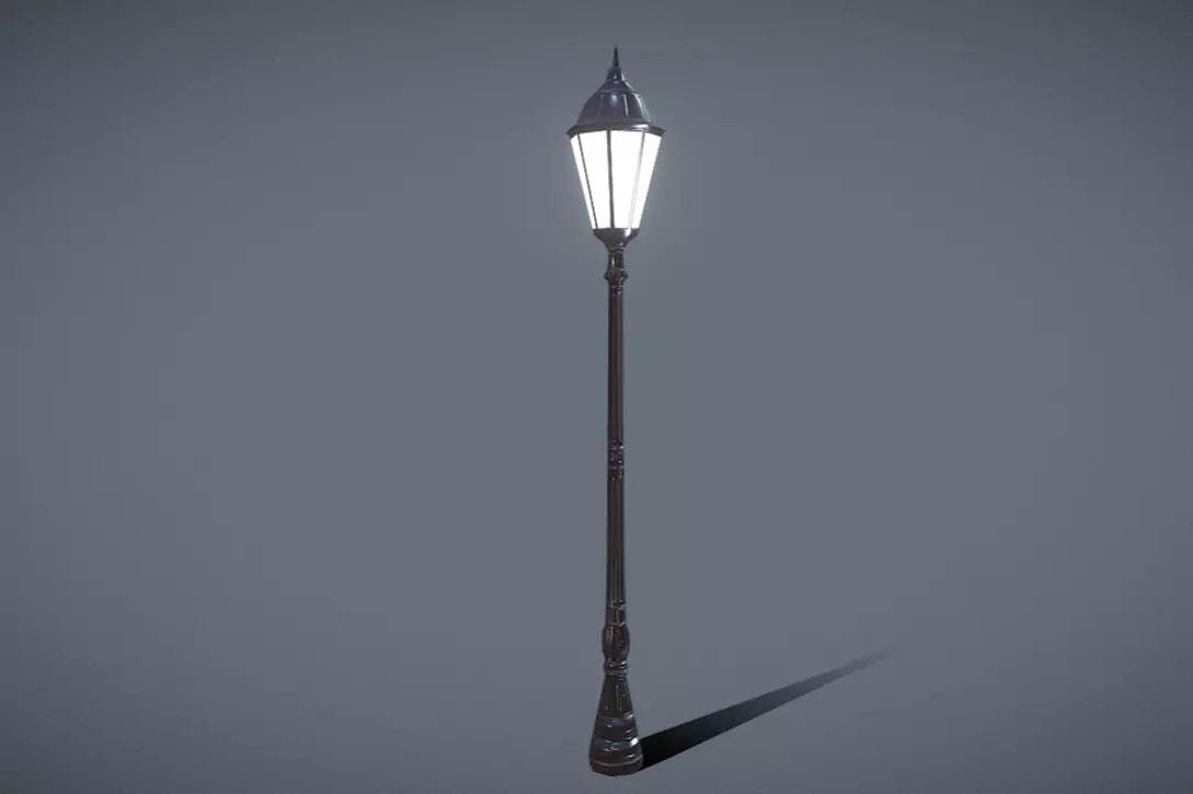 Square Light Pole - Poste de Luz de Praca Low-poly 3D model_0
