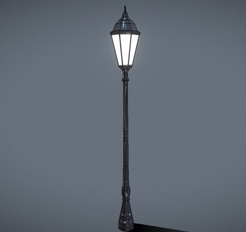 Square Light Pole - Poste de Luz de Praca Low-poly 3D model_5