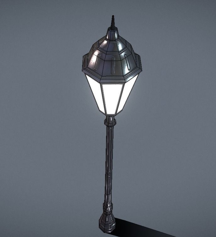 Square Light Pole - Poste de Luz de Praca Low-poly 3D model_6