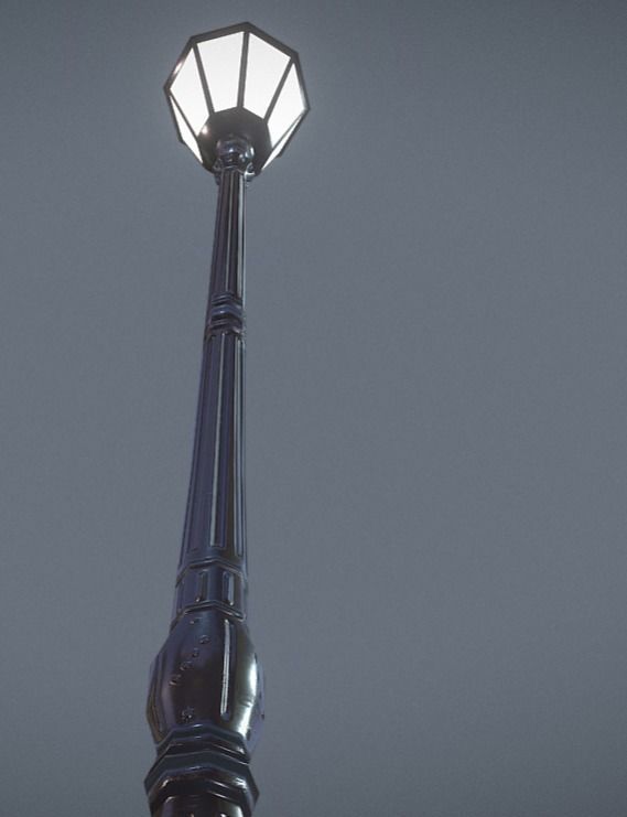 Square Light Pole - Poste de Luz de Praca Low-poly 3D model_3