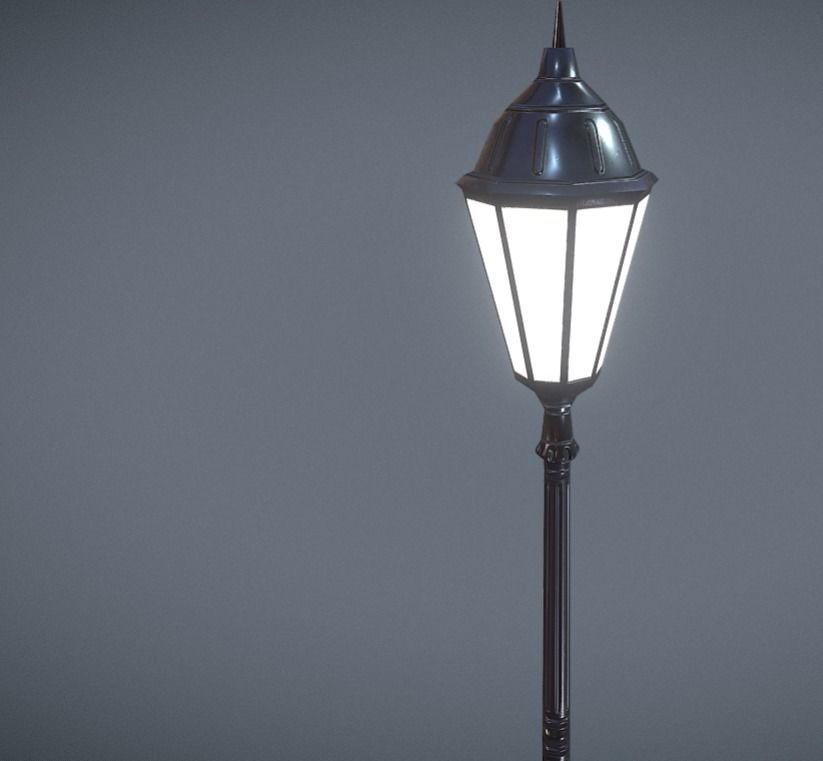 Square Light Pole - Poste de Luz de Praca Low-poly 3D model_2