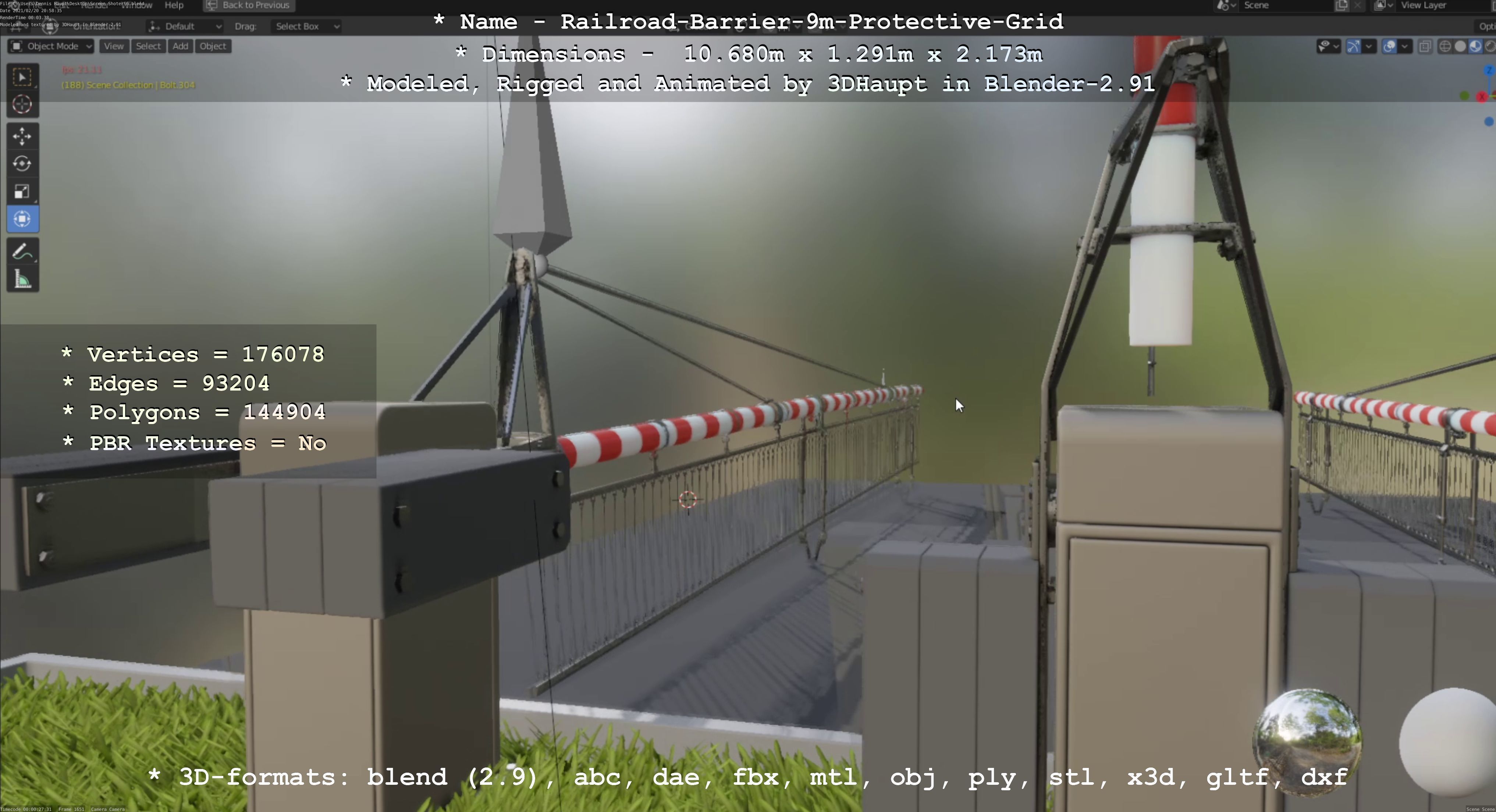 Railroad Barrier 9m High-Poly with Protective Grid 3D model_121