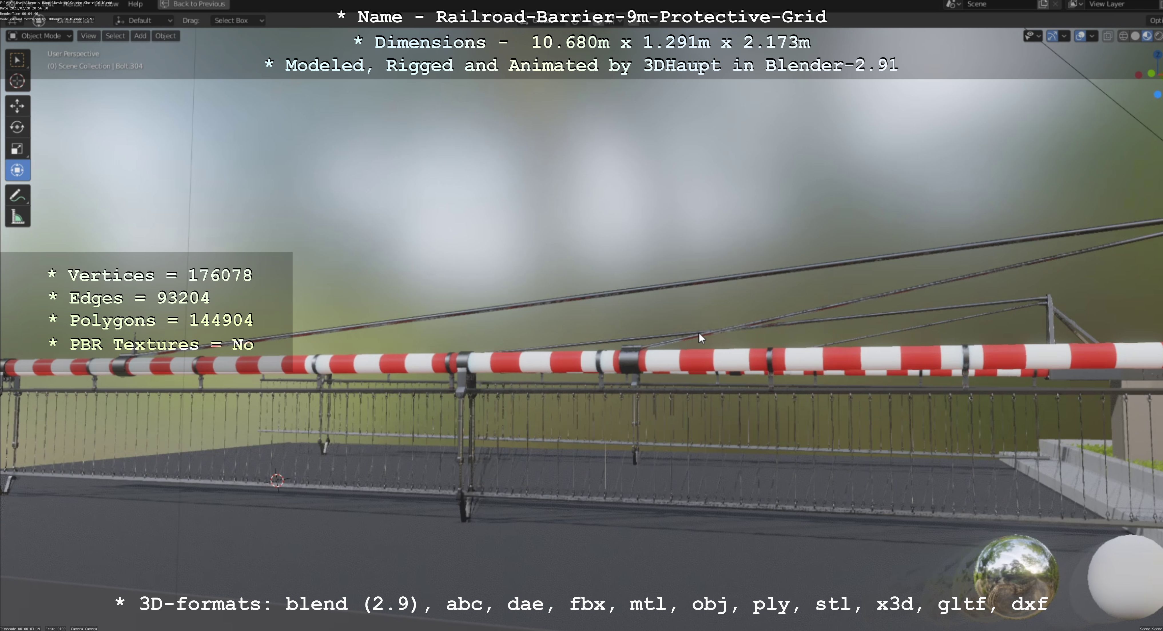 Railroad Barrier 9m High-Poly with Protective Grid 3D model_104