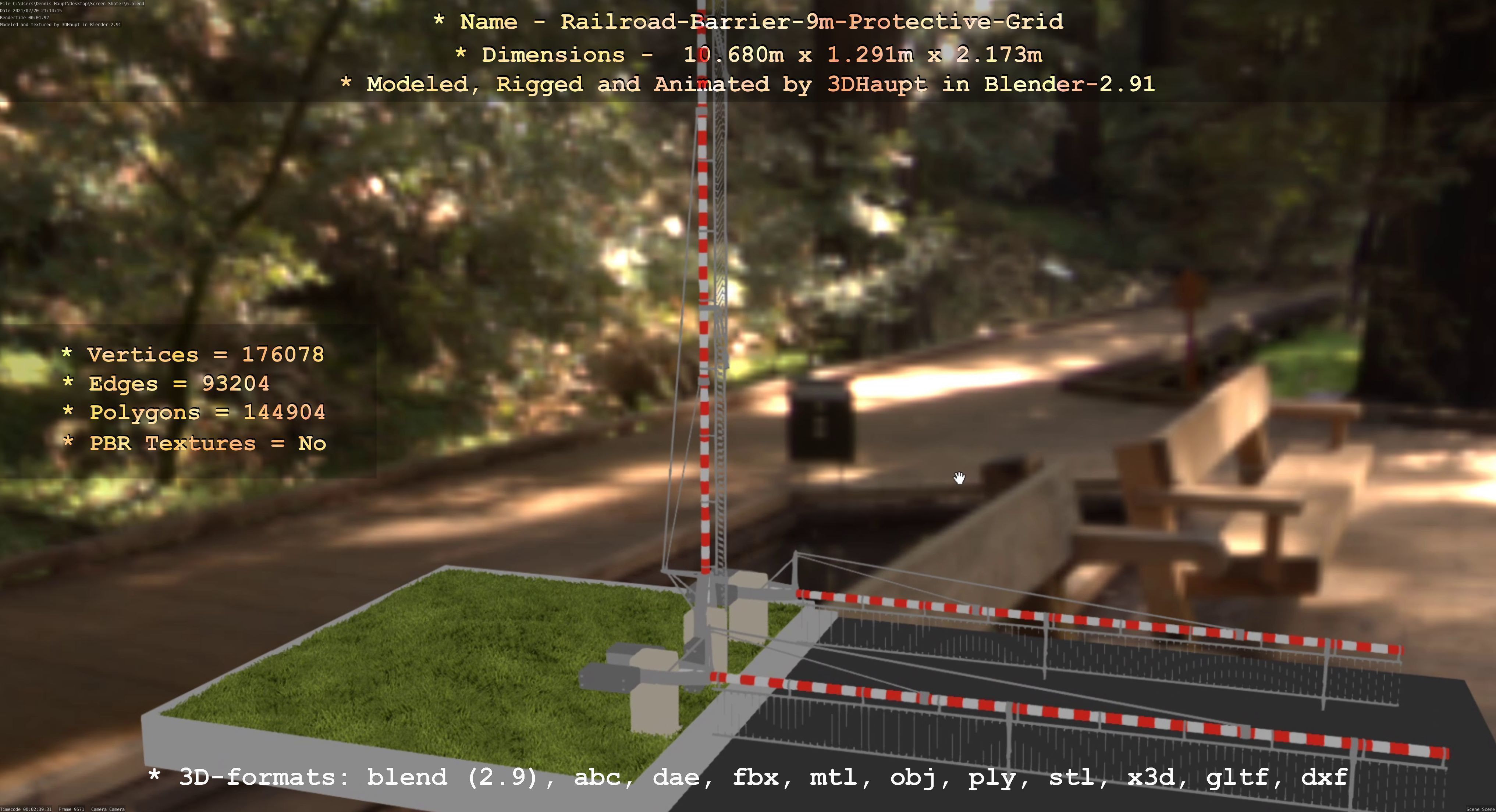 Railroad Barrier 9m High-Poly with Protective Grid 3D model_92