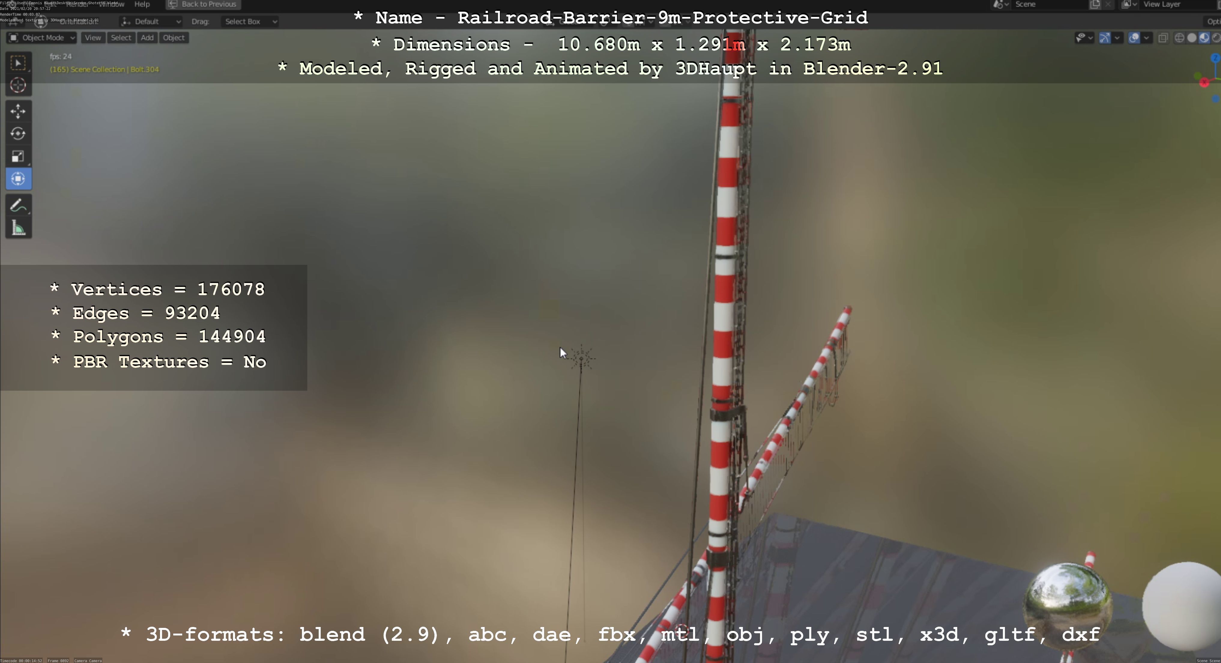 Railroad Barrier 9m High-Poly with Protective Grid 3D model_111