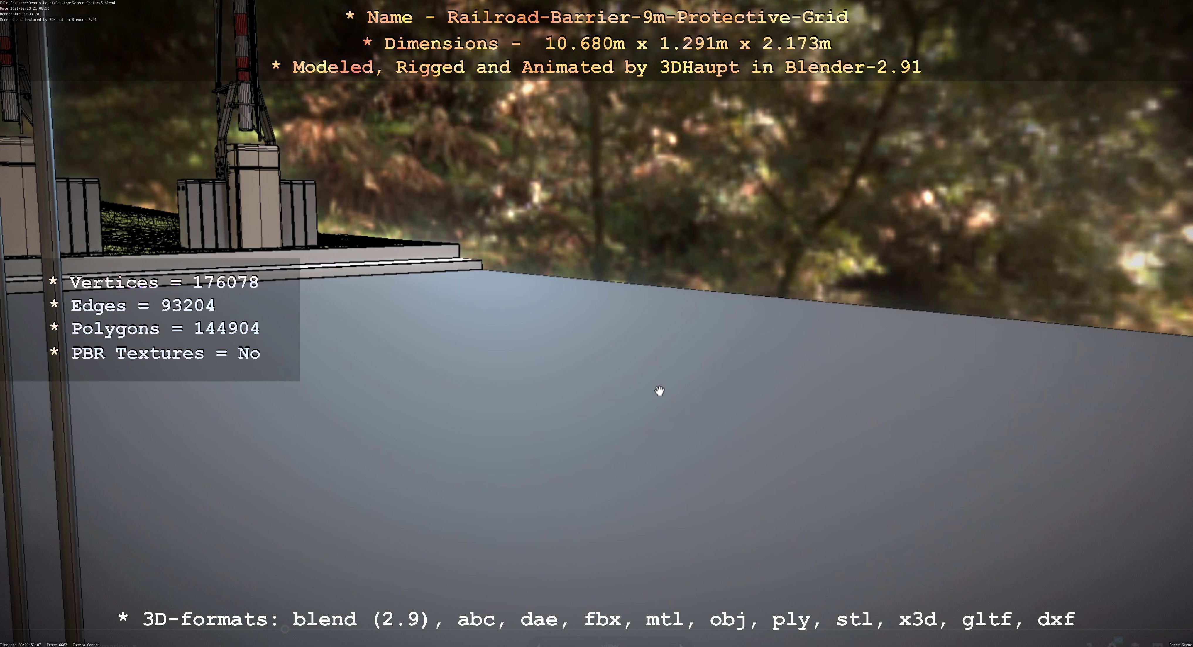 Railroad Barrier 9m High-Poly with Protective Grid 3D model_54
