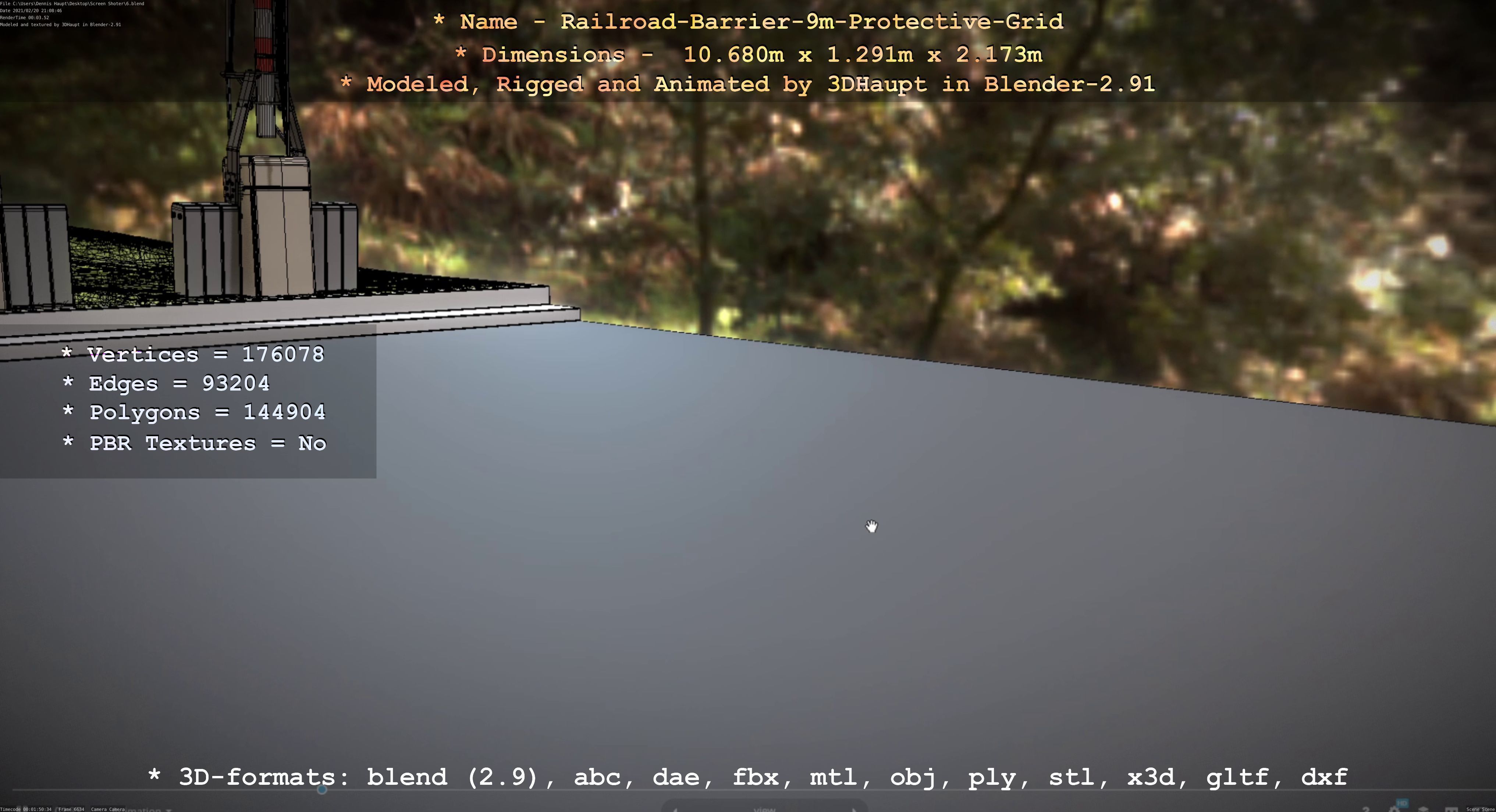 Railroad Barrier 9m High-Poly with Protective Grid 3D model_55