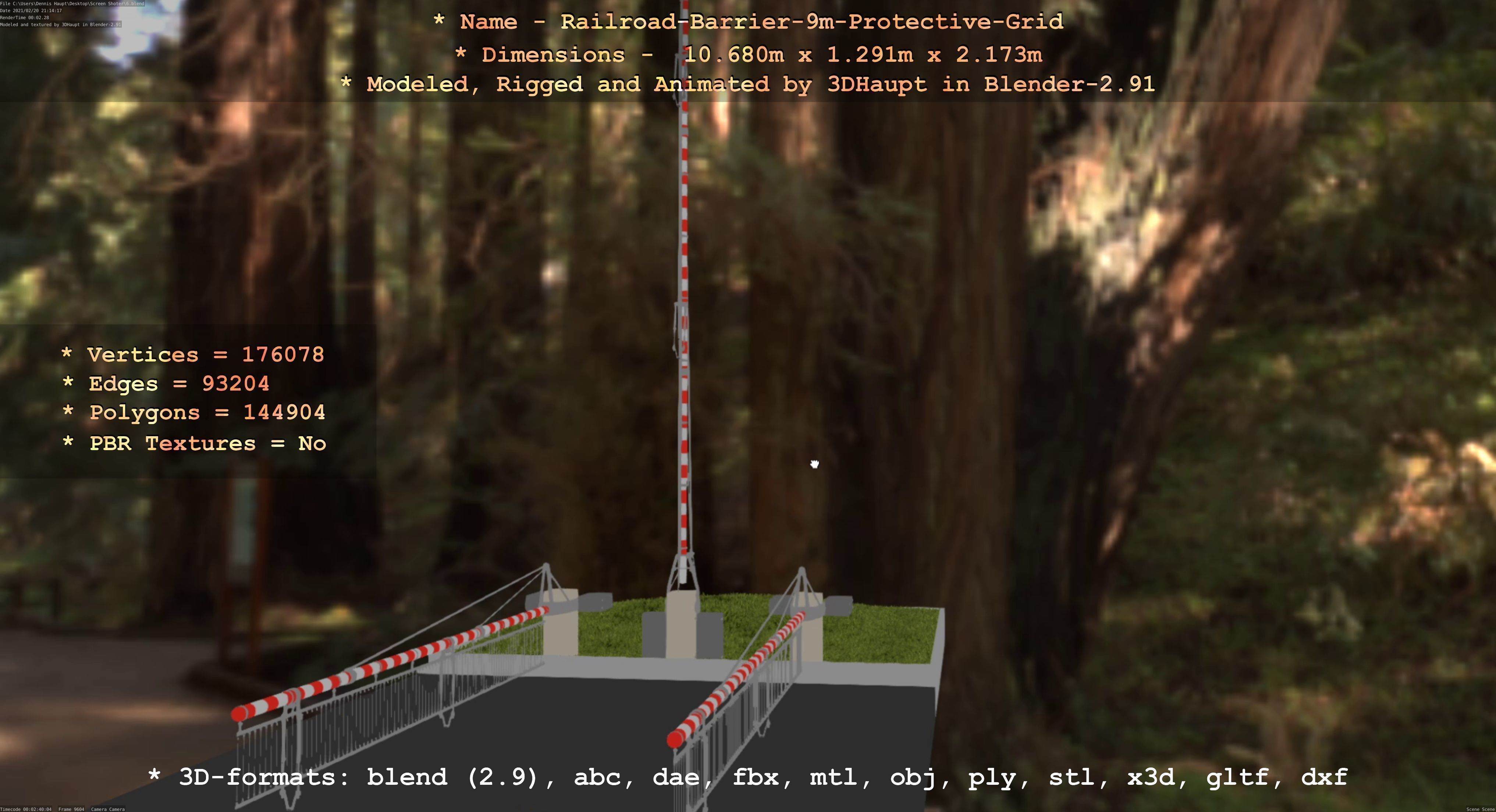 Railroad Barrier 9m High-Poly with Protective Grid 3D model_94