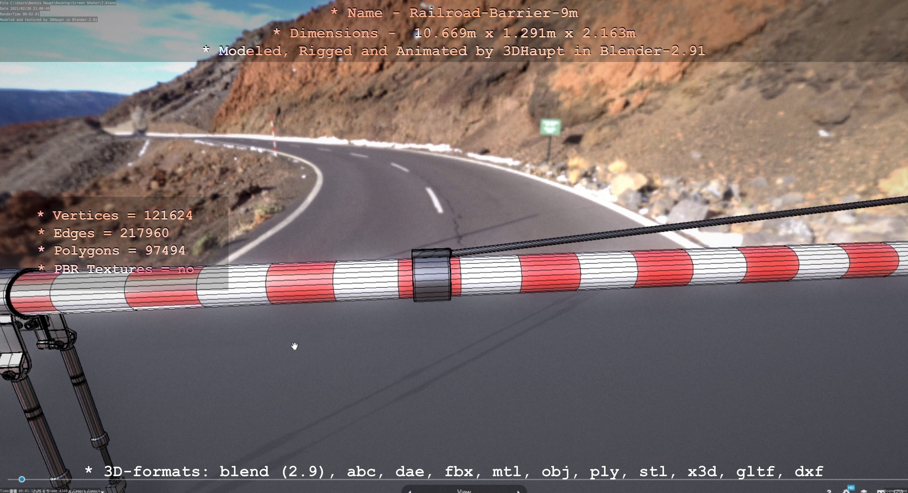 Railroad Barrier 9m High-Poly 3D model_38