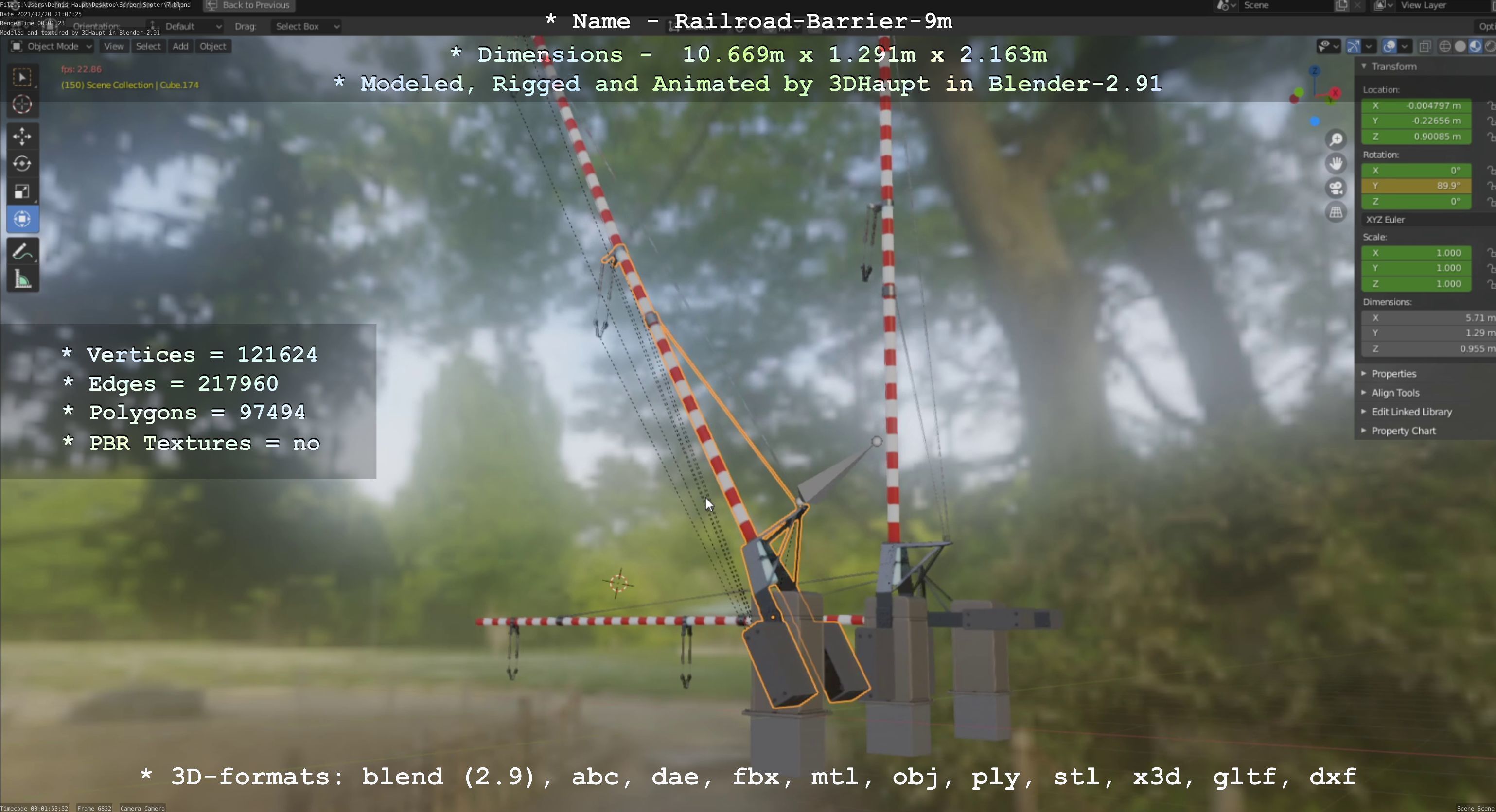 Railroad Barrier 9m High-Poly 3D model_87