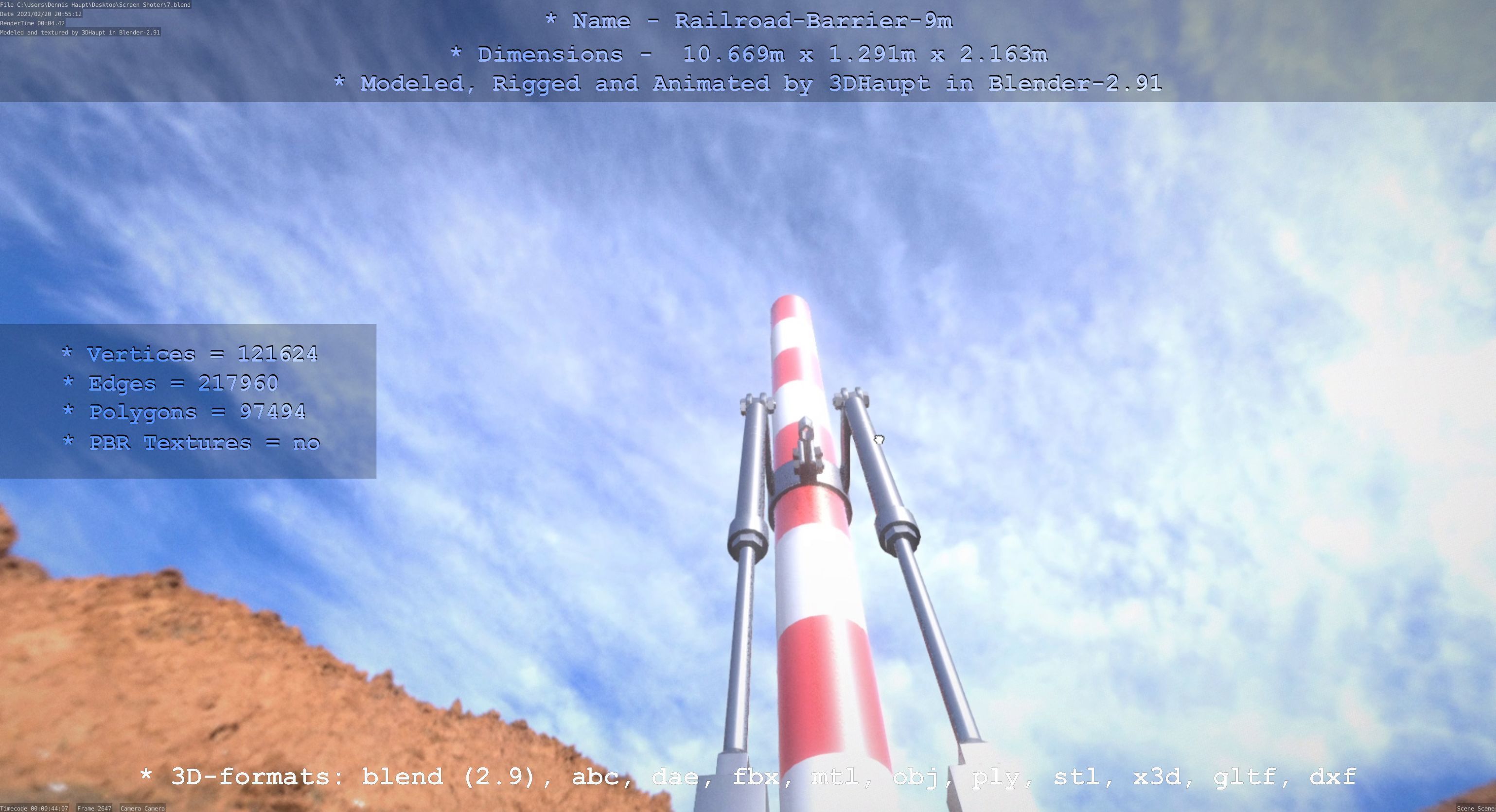 Railroad Barrier 9m High-Poly 3D model_7