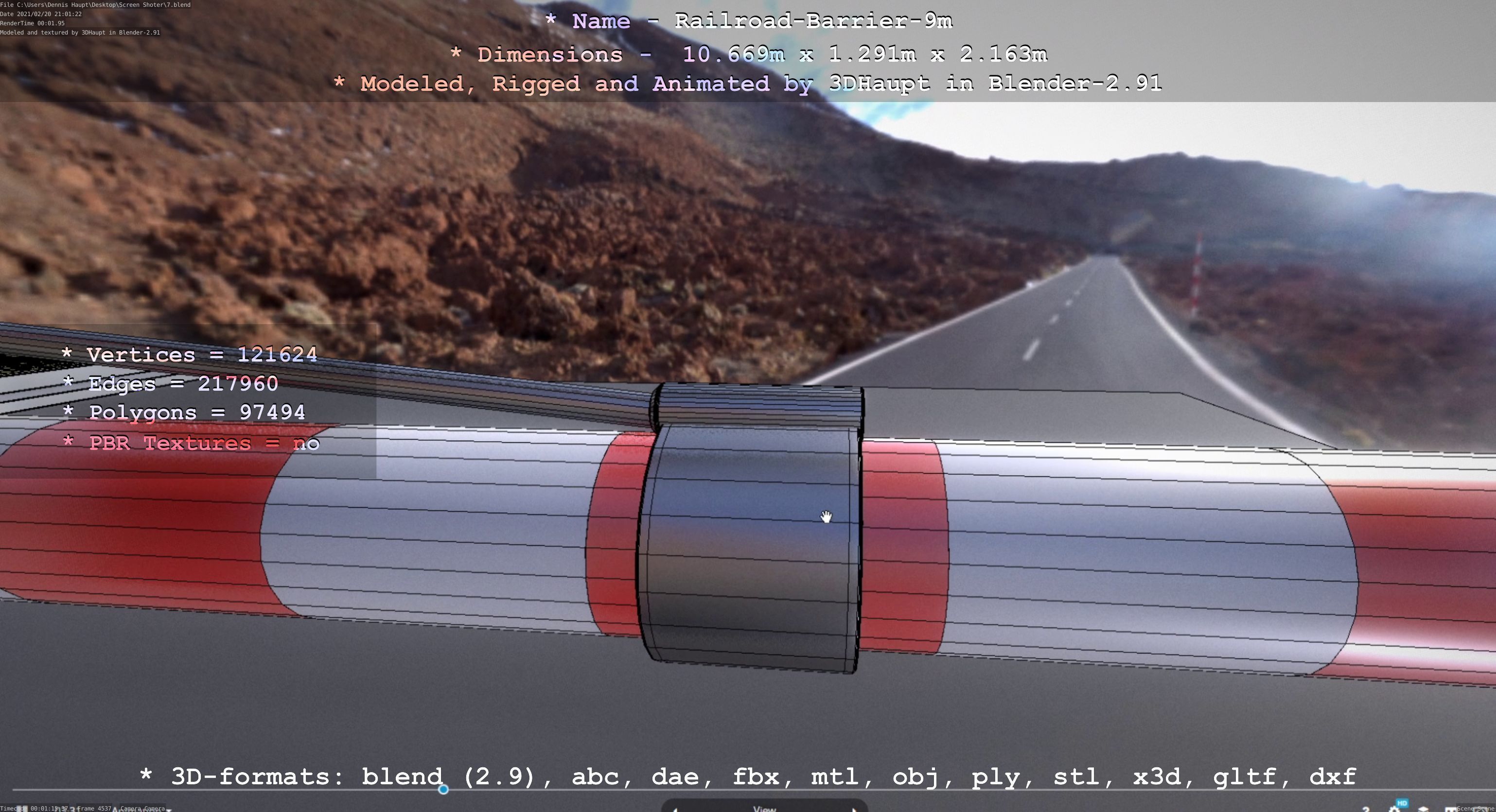Railroad Barrier 9m High-Poly 3D model_44