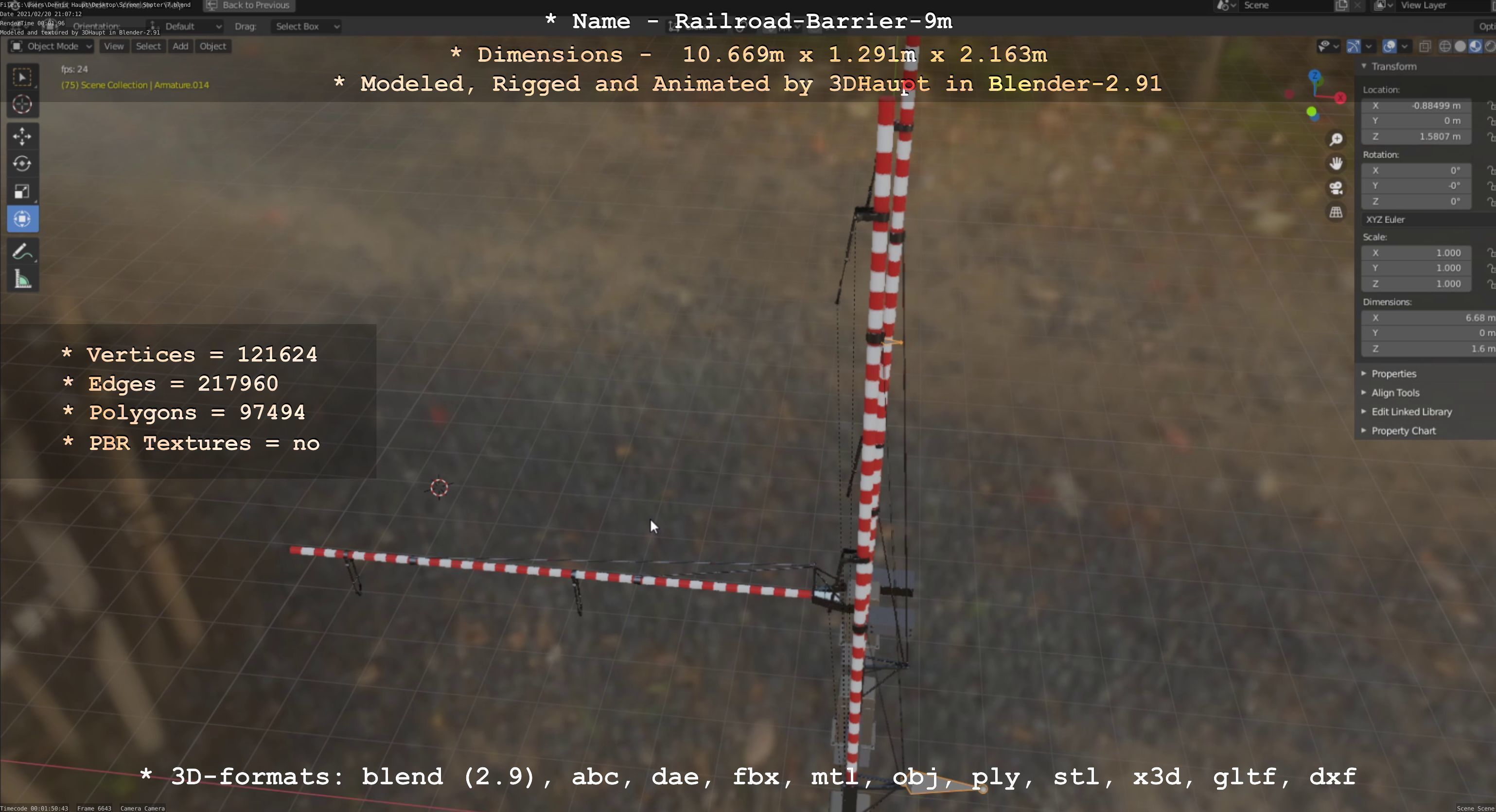 Railroad Barrier 9m High-Poly 3D model_81