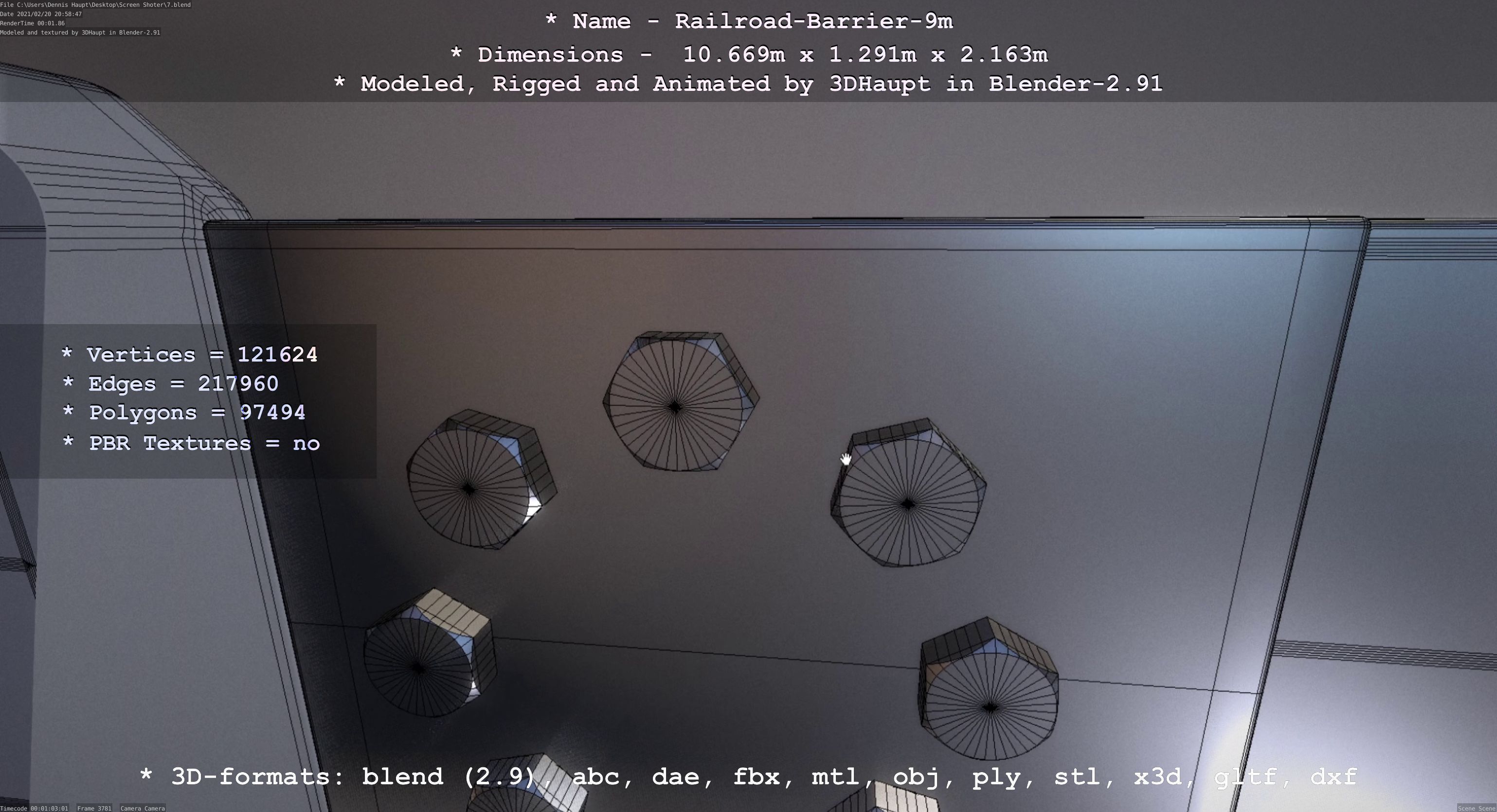 Railroad Barrier 9m High-Poly 3D model_107