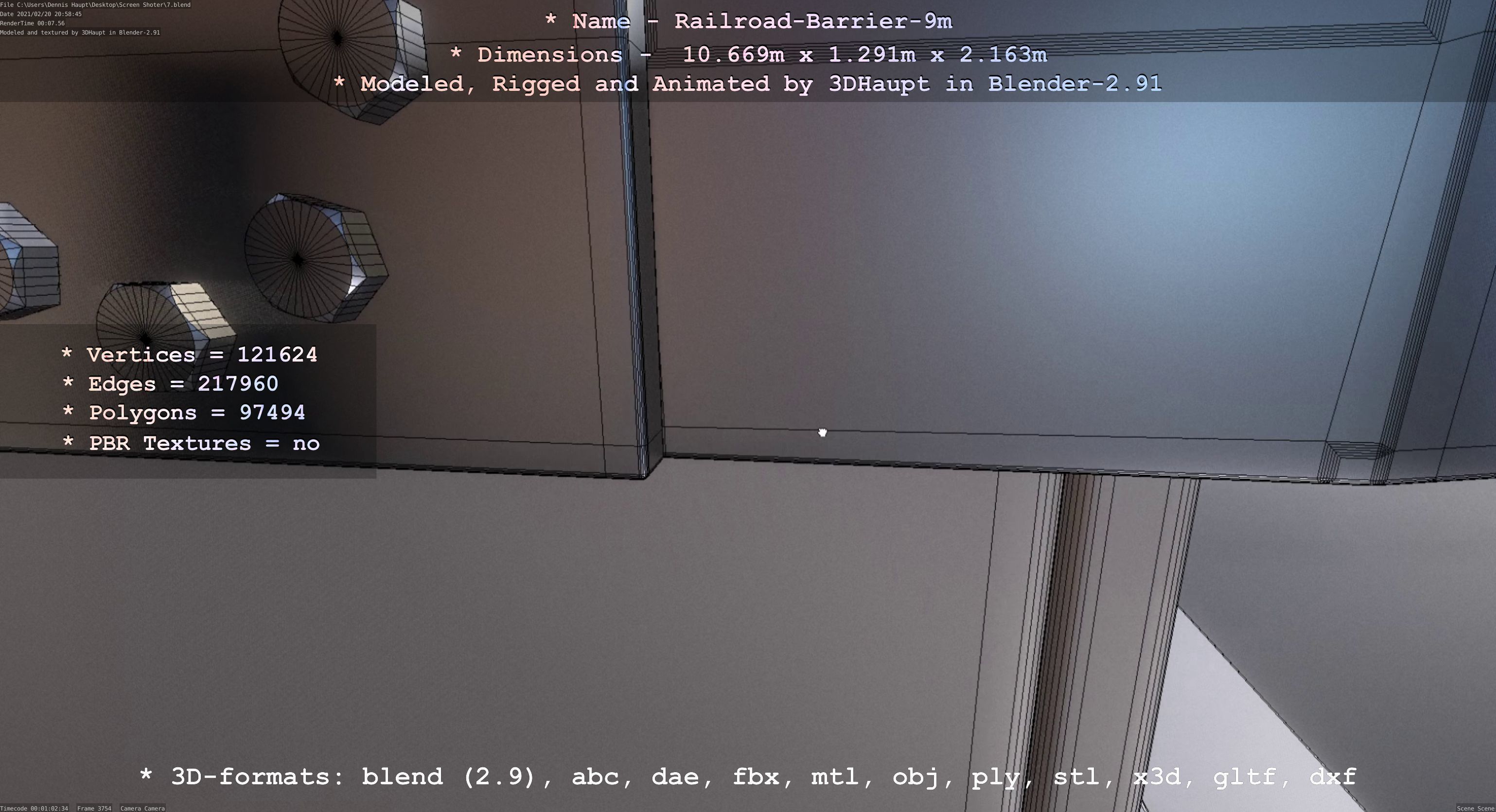 Railroad Barrier 9m High-Poly 3D model_99