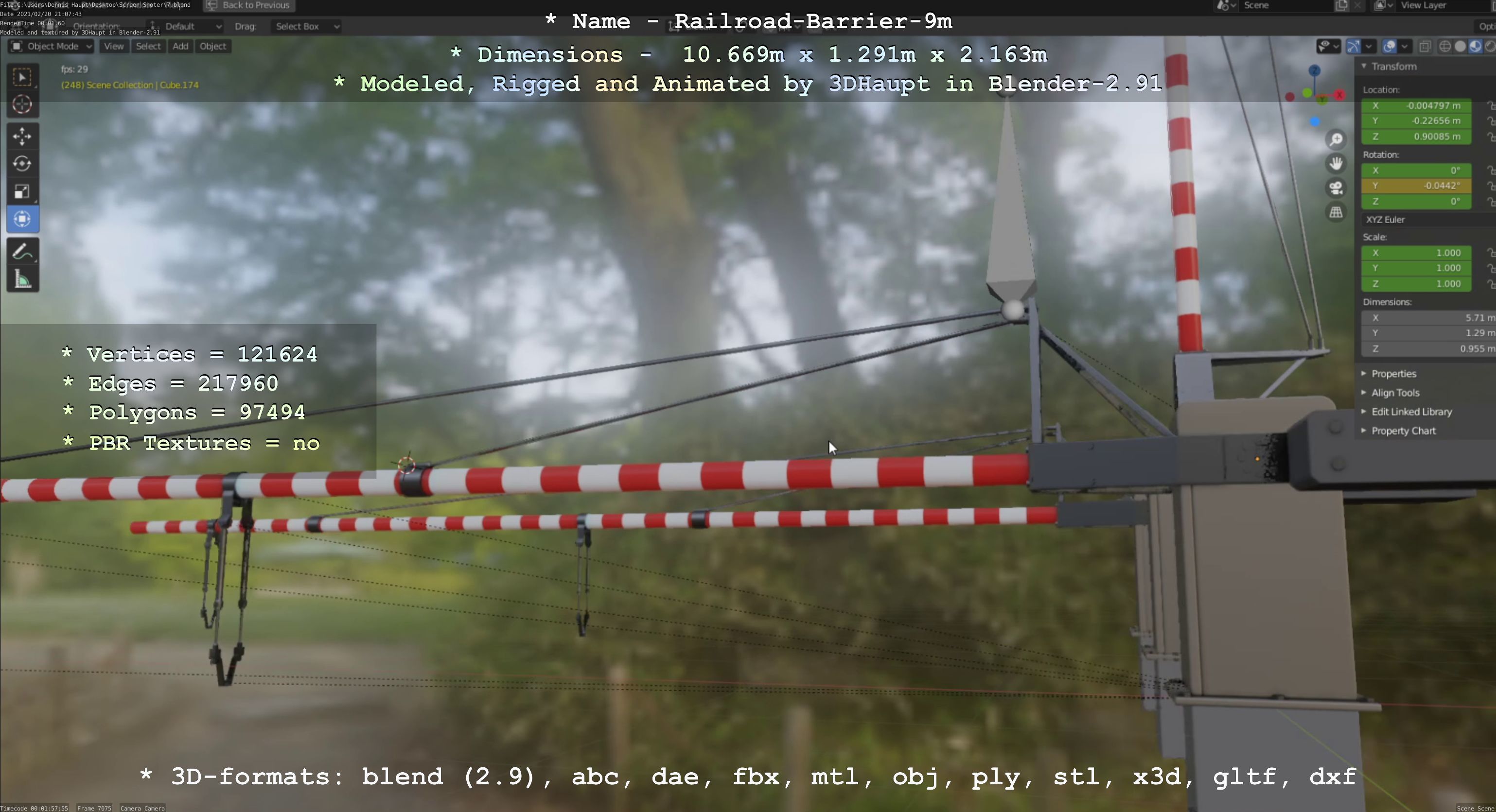 Railroad Barrier 9m High-Poly 3D model_108