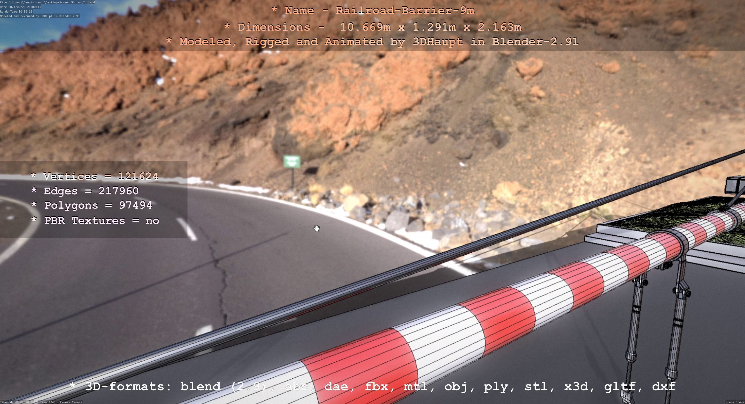 Railroad Barrier 9m High-Poly 3D model_34