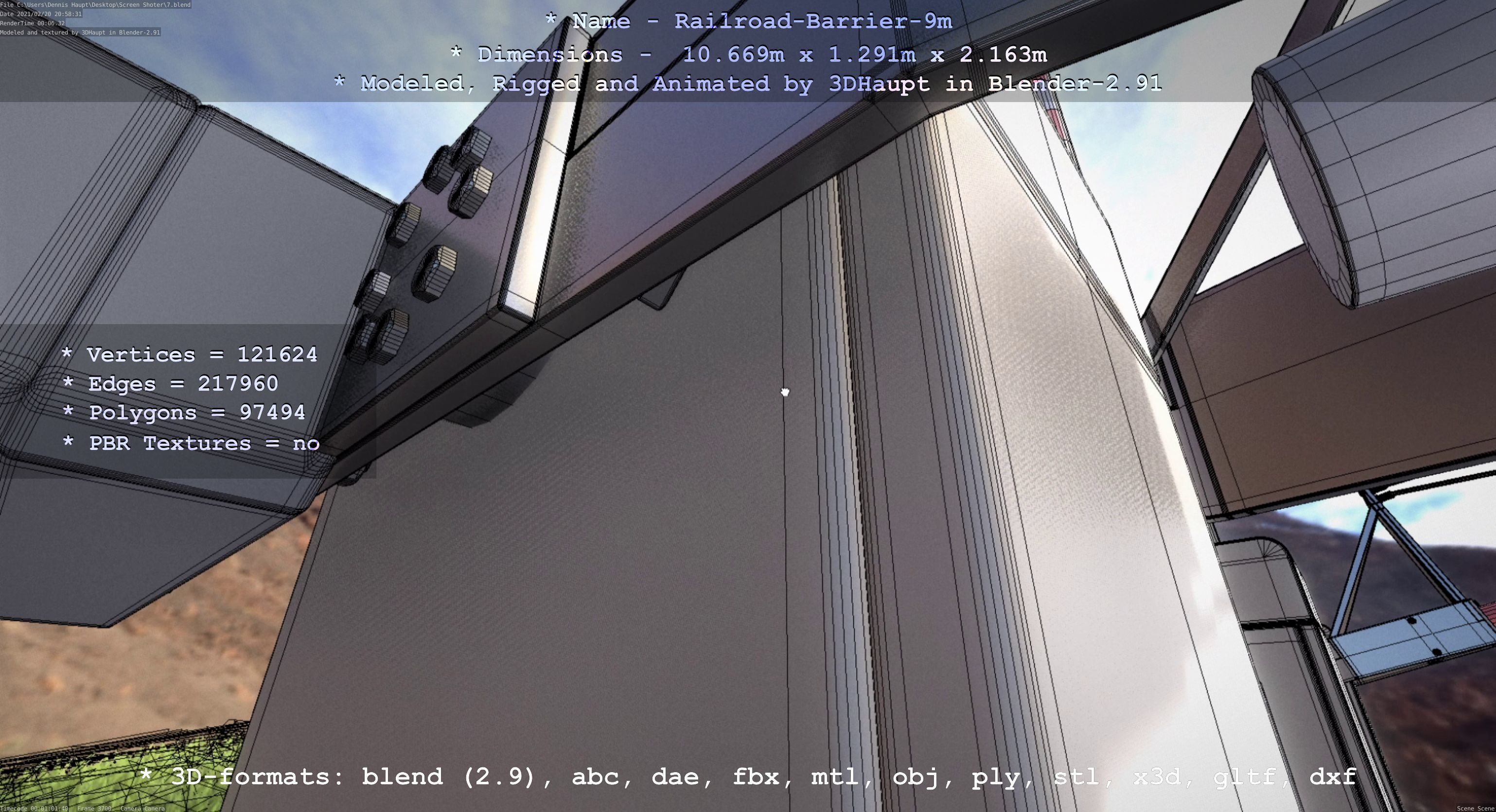 Railroad Barrier 9m High-Poly 3D model_130