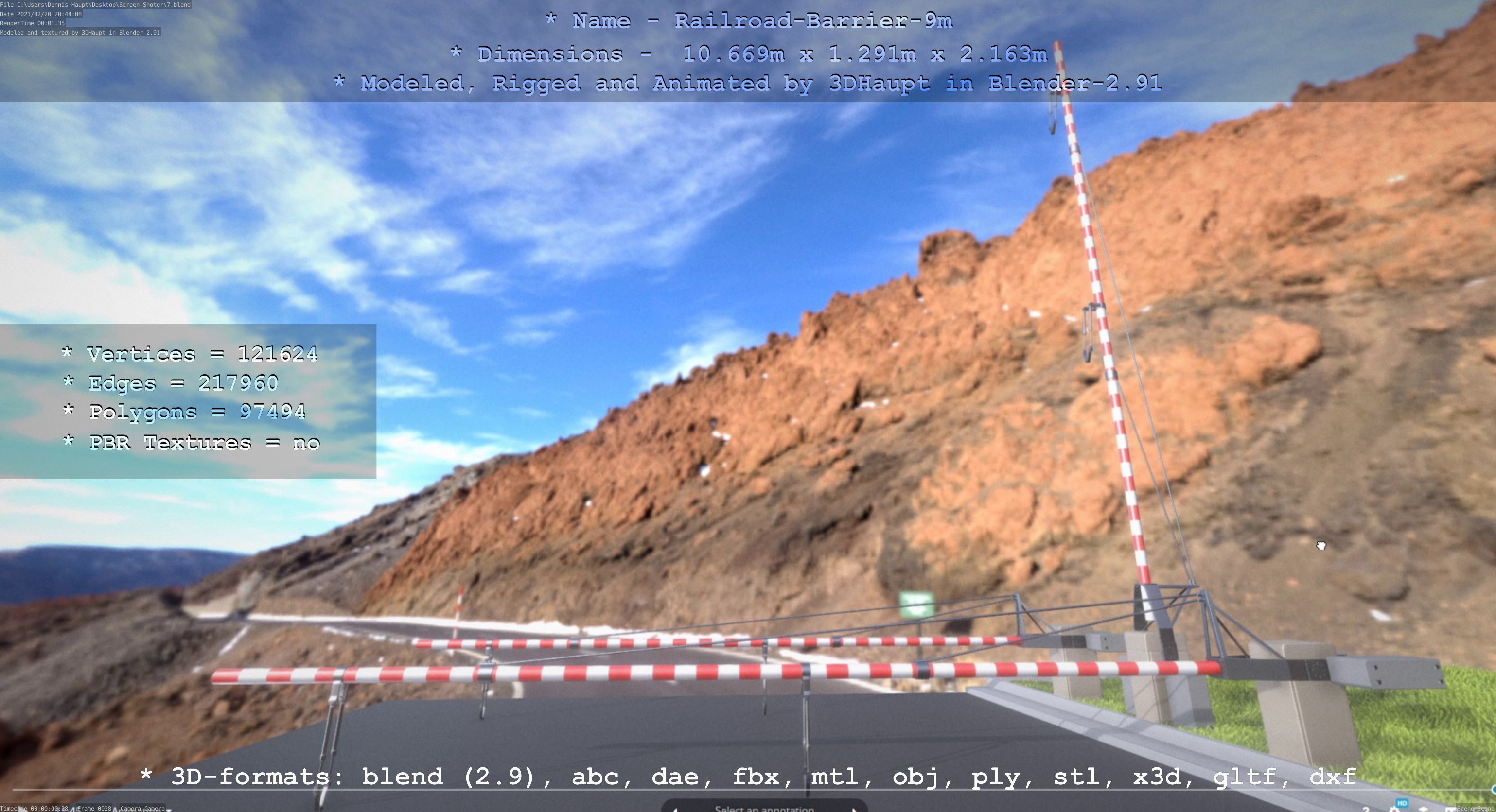 Railroad Barrier 9m High-Poly 3D model_116