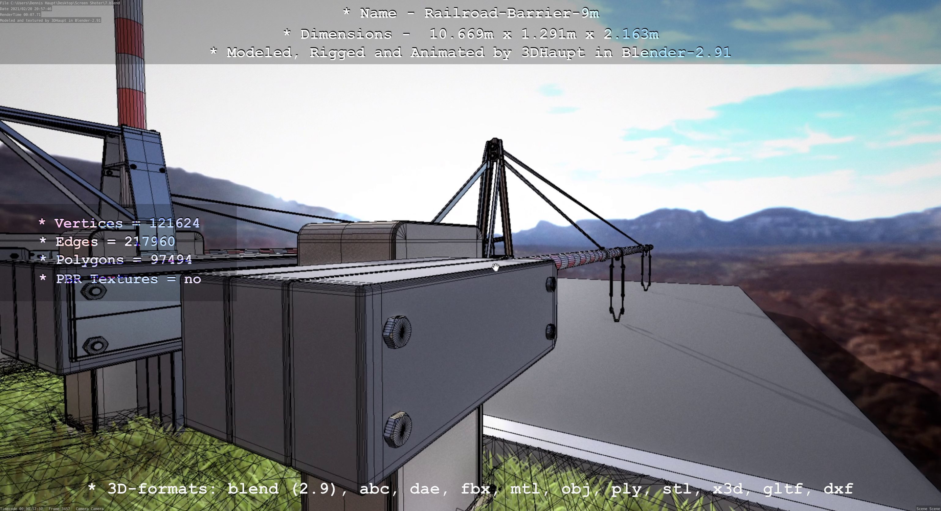 Railroad Barrier 9m High-Poly 3D model_109
